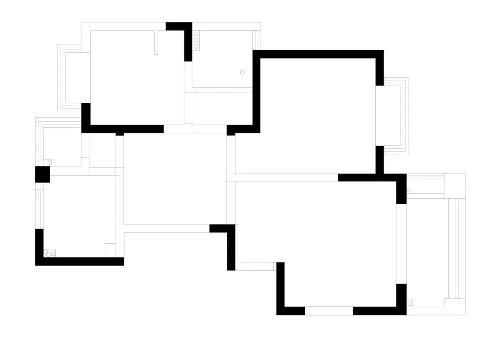 住宅公寓格局的詳細建築藍圖。