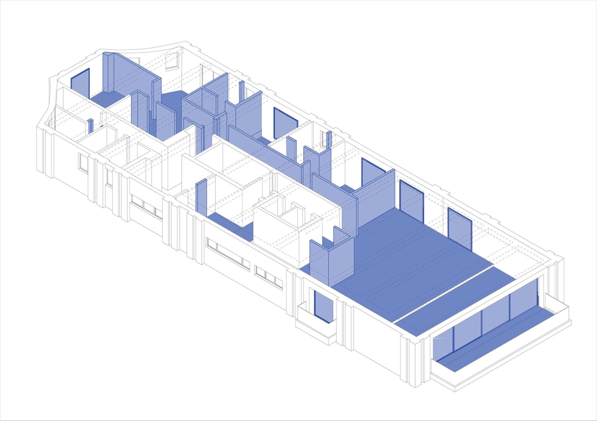 多房間建築配置的技術建築圖