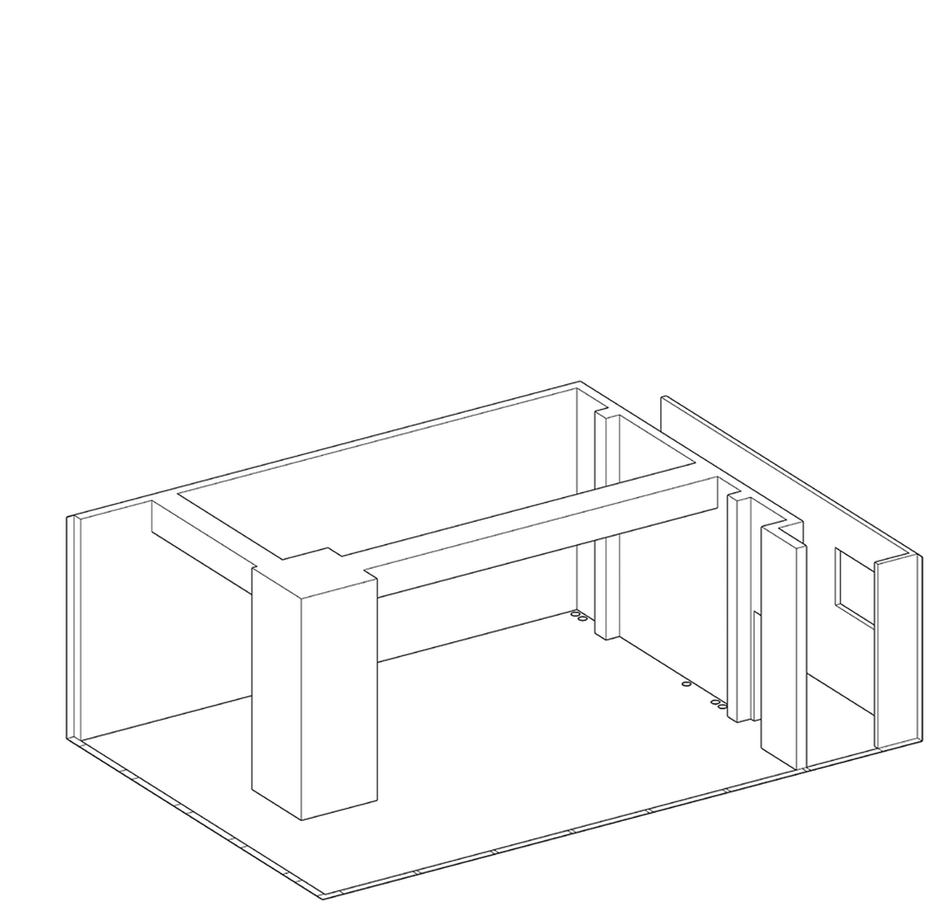 An architectural drawing of a steel-framed floor plan.