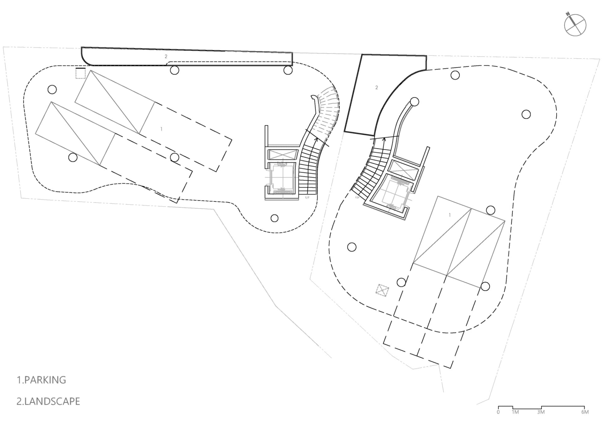 Parking ground plan with various labeled areas showing the layout.