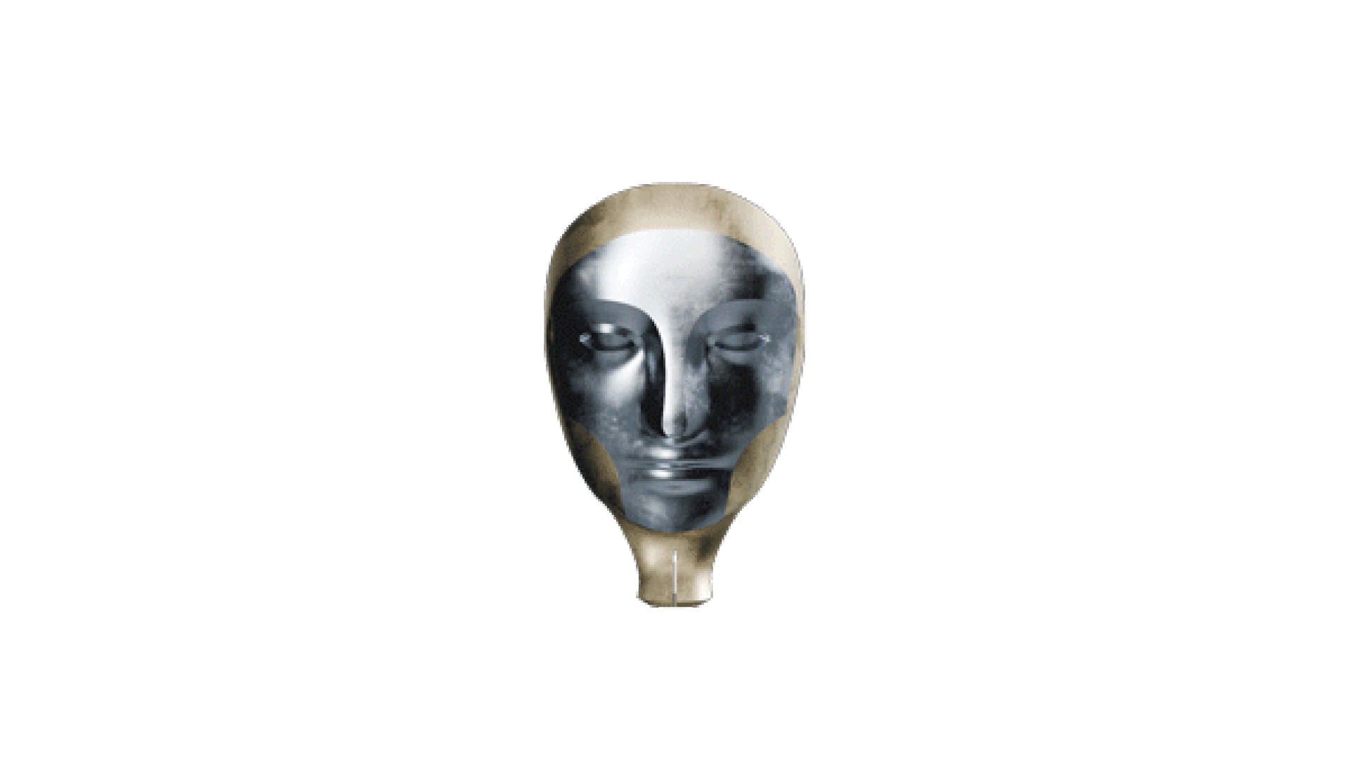 Abstract metal sculpture depicting a human face