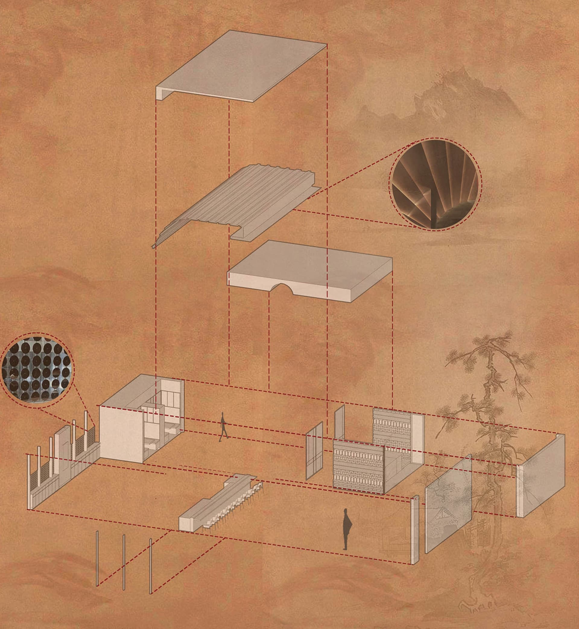 A designed space featuring metal materials, with a focus on the integration of metal elements in architectural design.