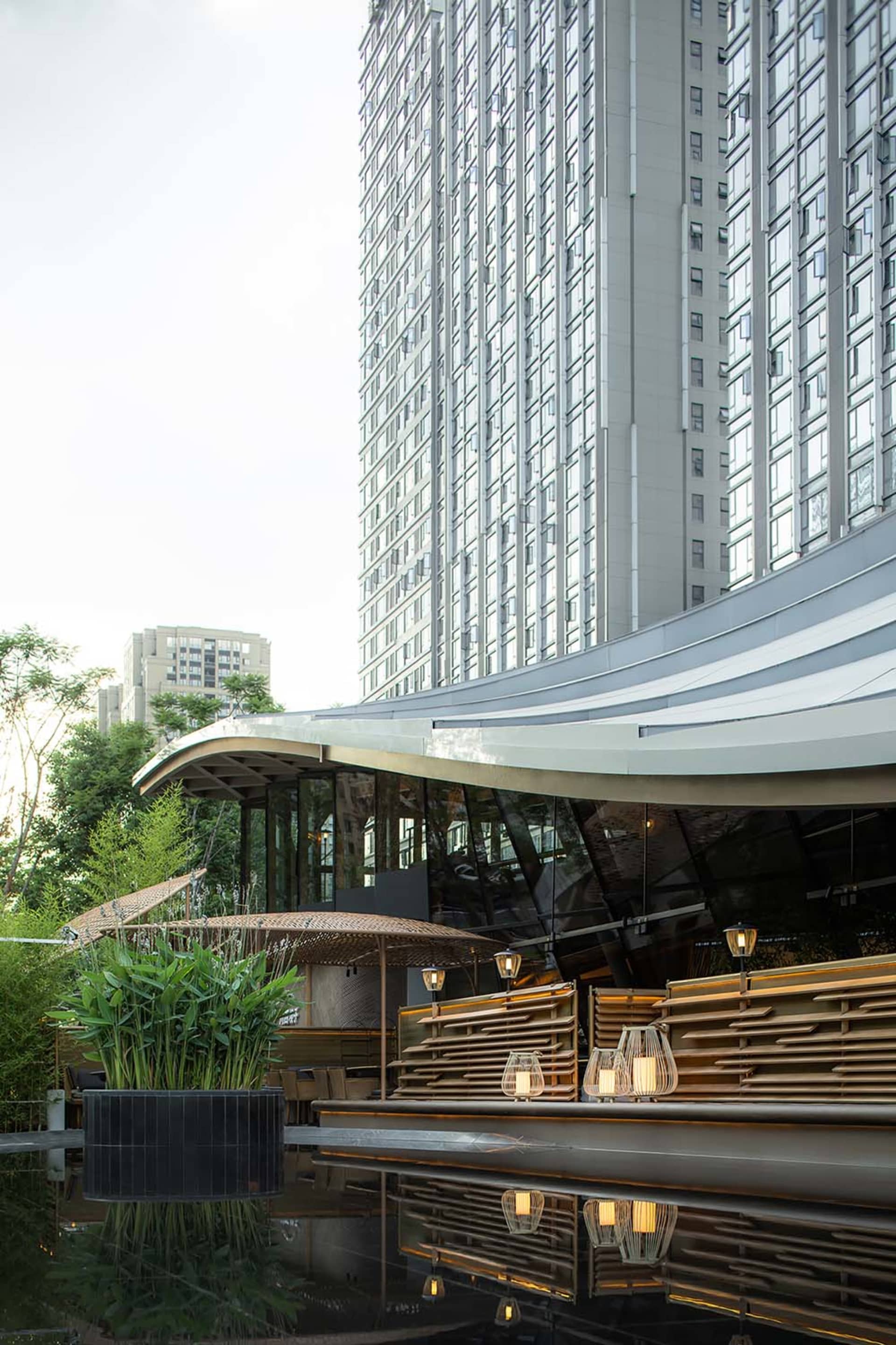 Modern skyscraper with a concrete facade