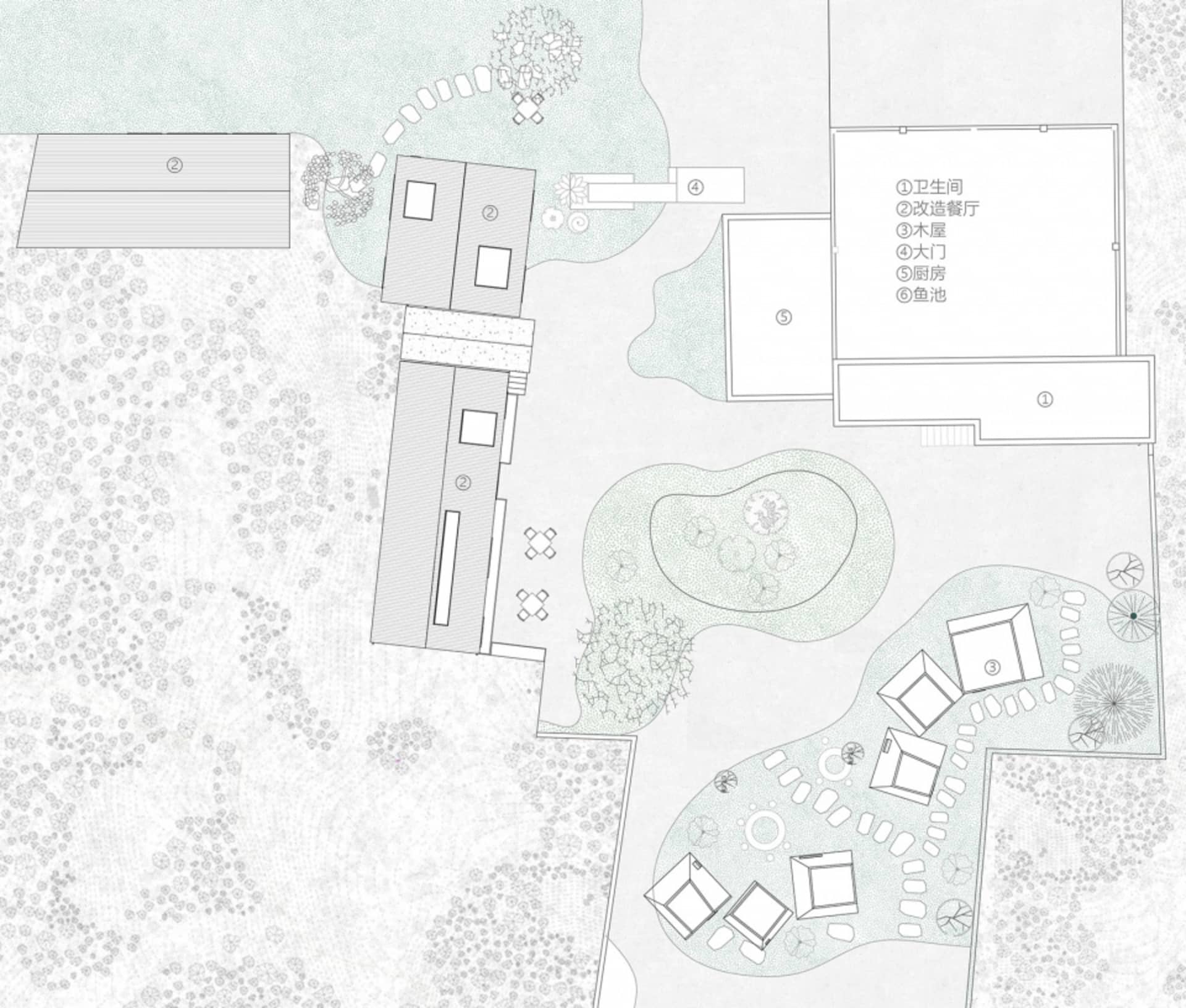 Floor plan of a residential building with various rooms and spaces labeled.