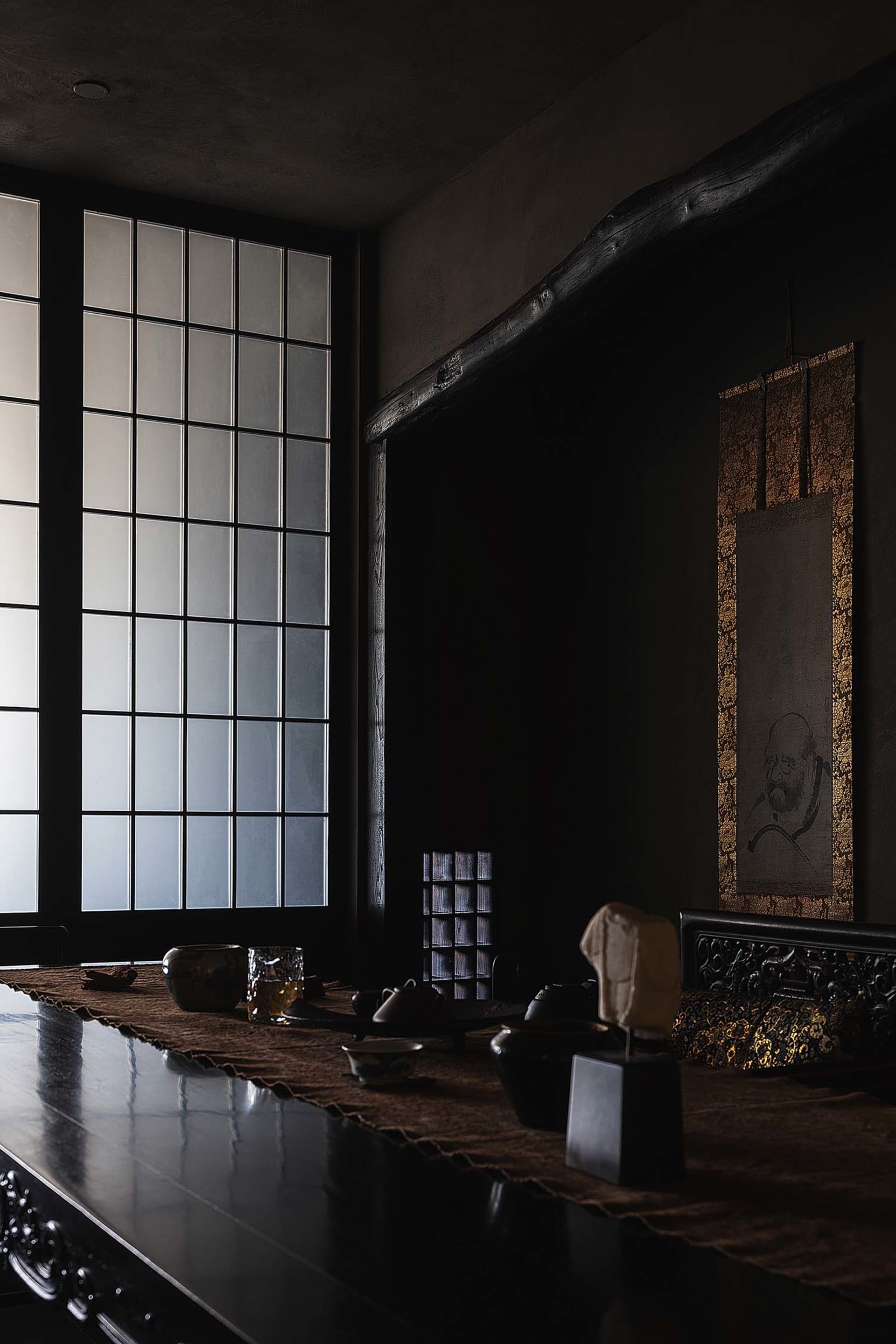 Luxe living room featuring elegant wooden furniture.