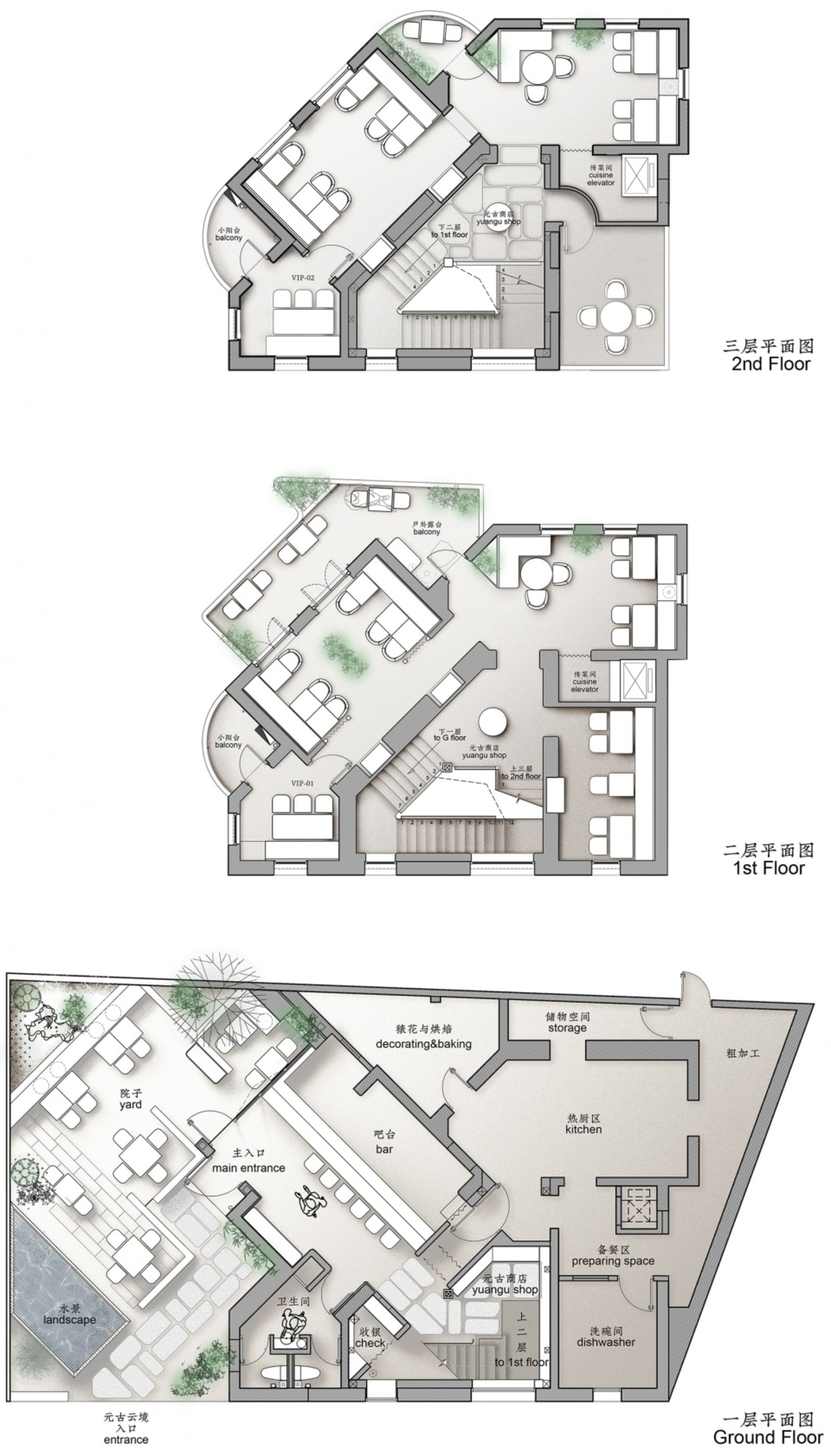 住宅三樓的詳細平面圖,包含所有房間與設計元素。