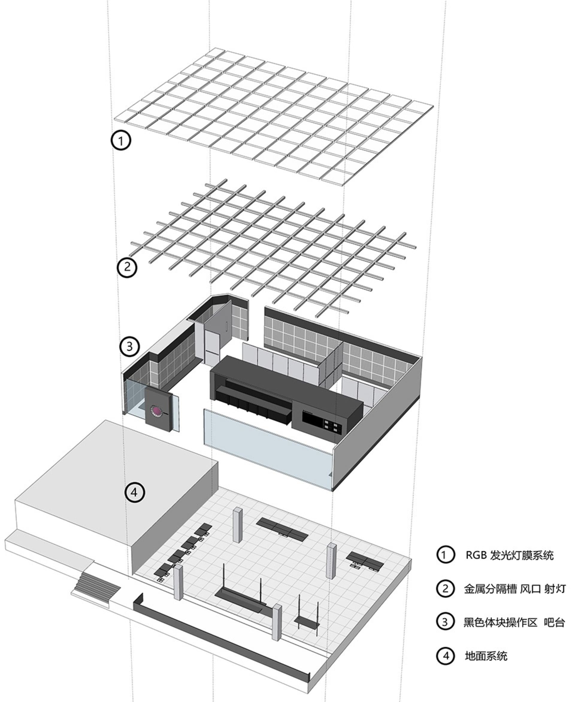 商業空間設計，展現現代材料與空間配置。