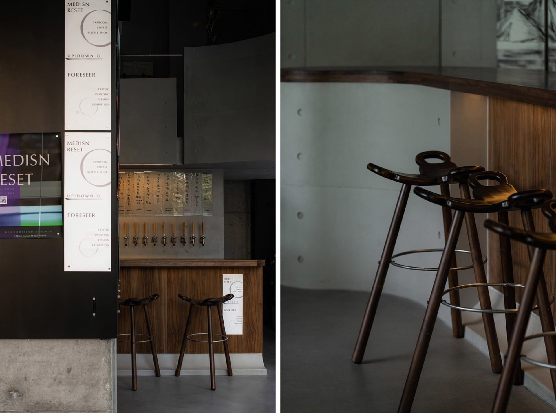 Industrial-style bar counter made of wood
