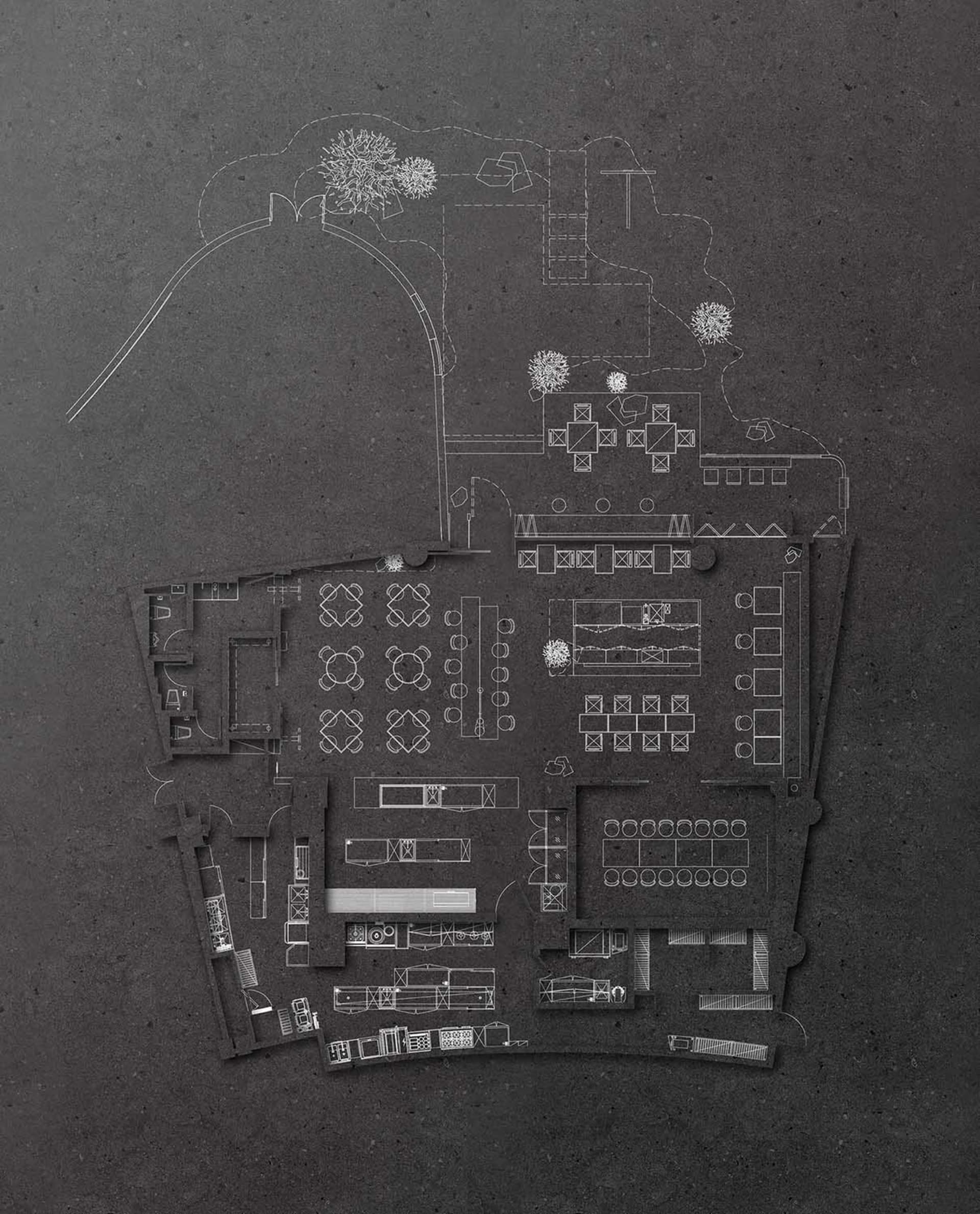 工業風格辦公空間的建築藍圖