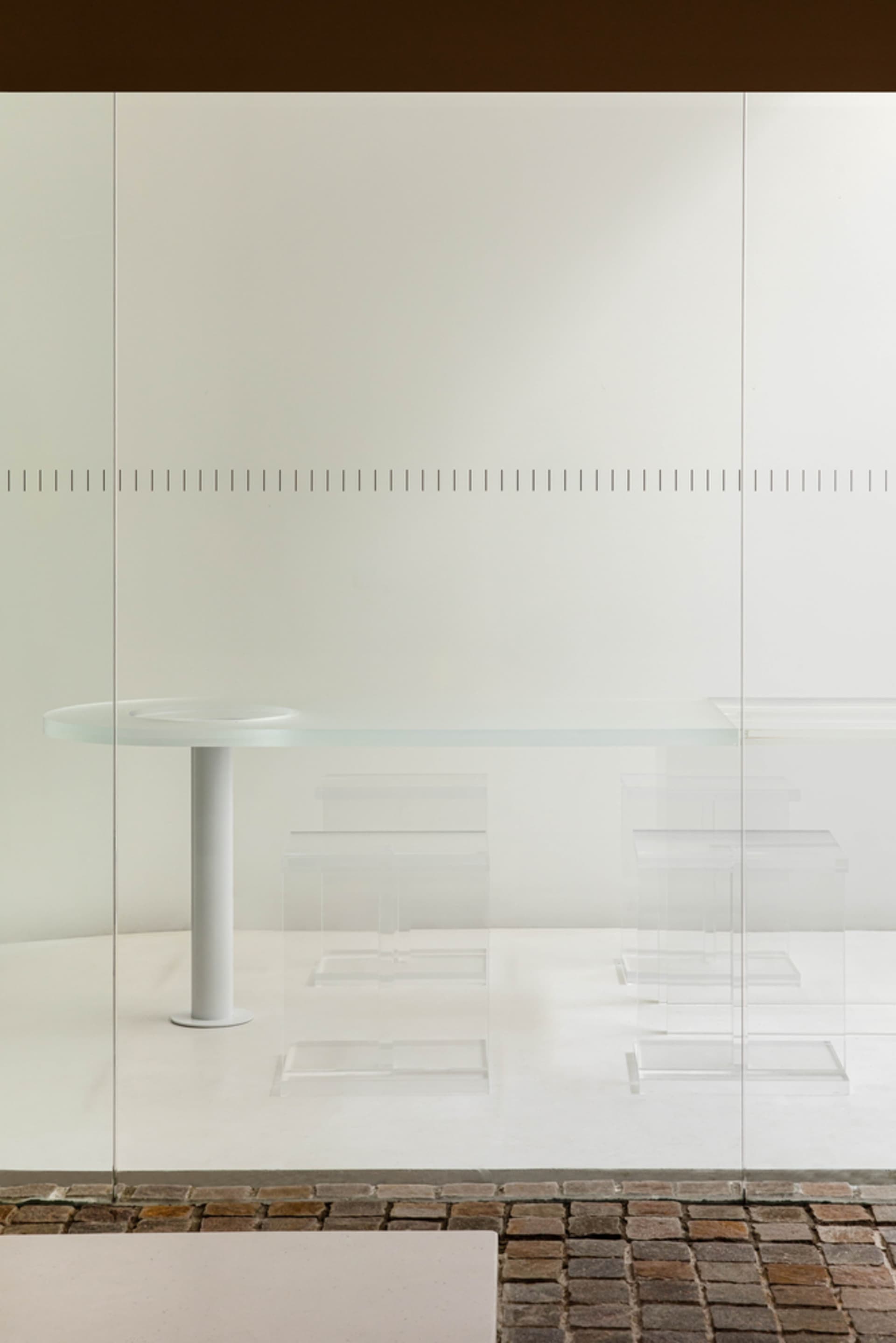 Modern interior space featuring glass materials