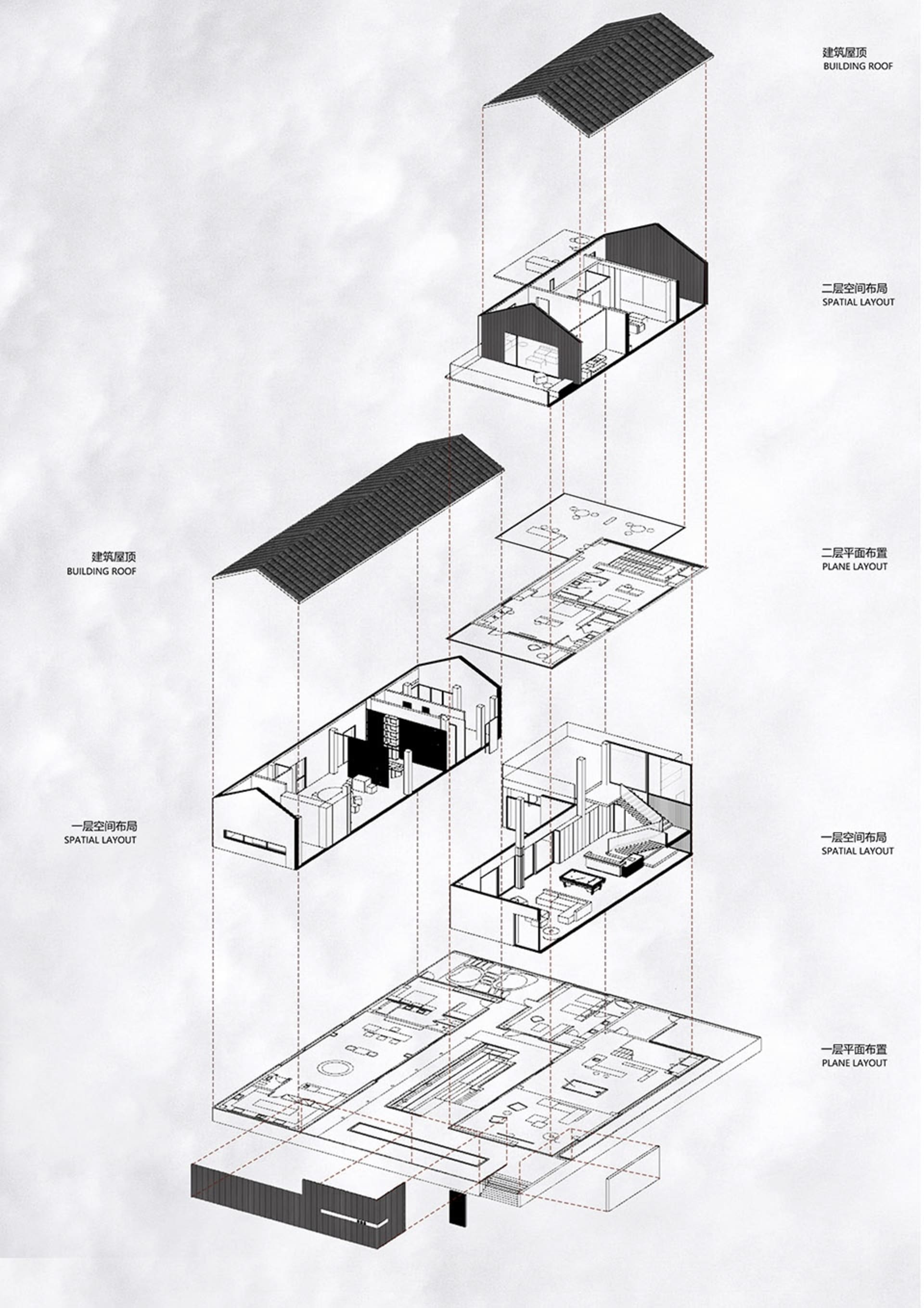 3D architectural rendering of an interior design setup.