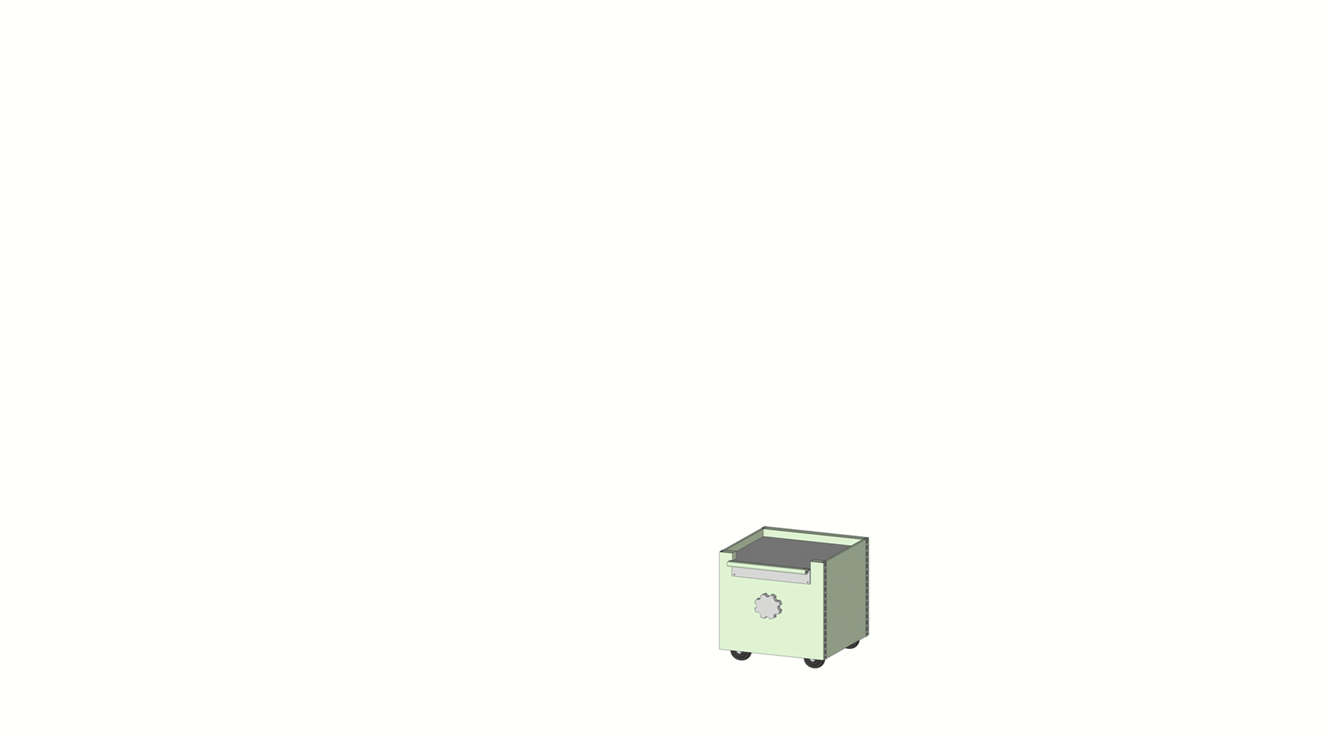 Industrial-style metal storage container on wheels with a handle and a hinged lid.