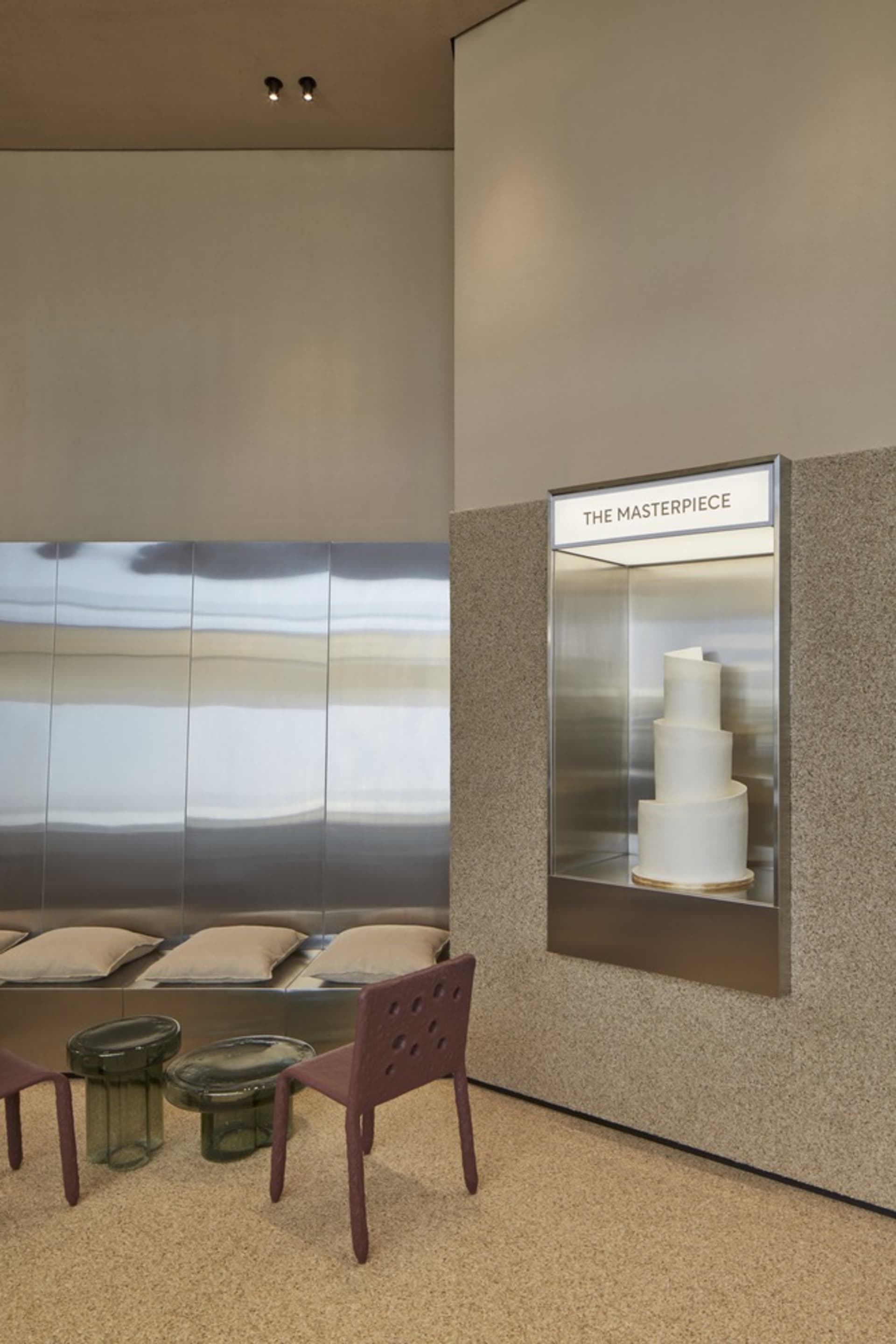 Modern interior design featuring metallic materials and contemporary aesthetic