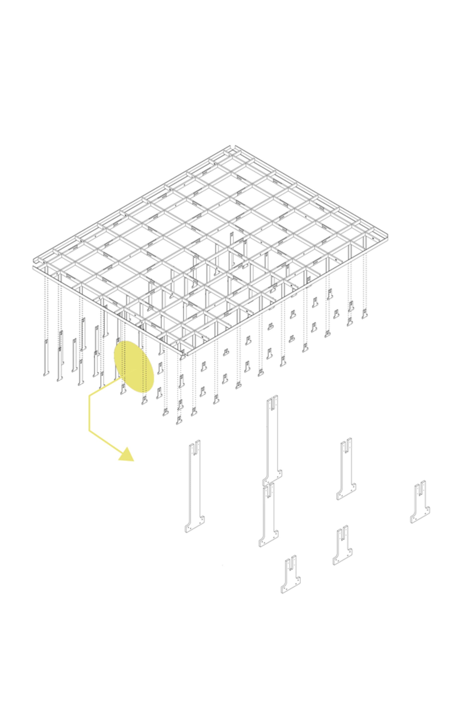 一張金屬格柵平面圖的2D建築繪圖