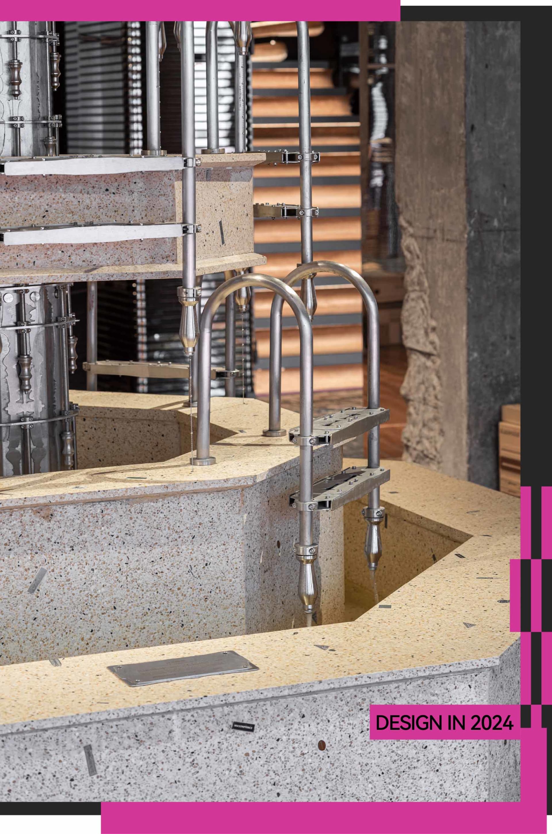 Concrete interior design featuring industrial elements and a minimalist aesthetic.