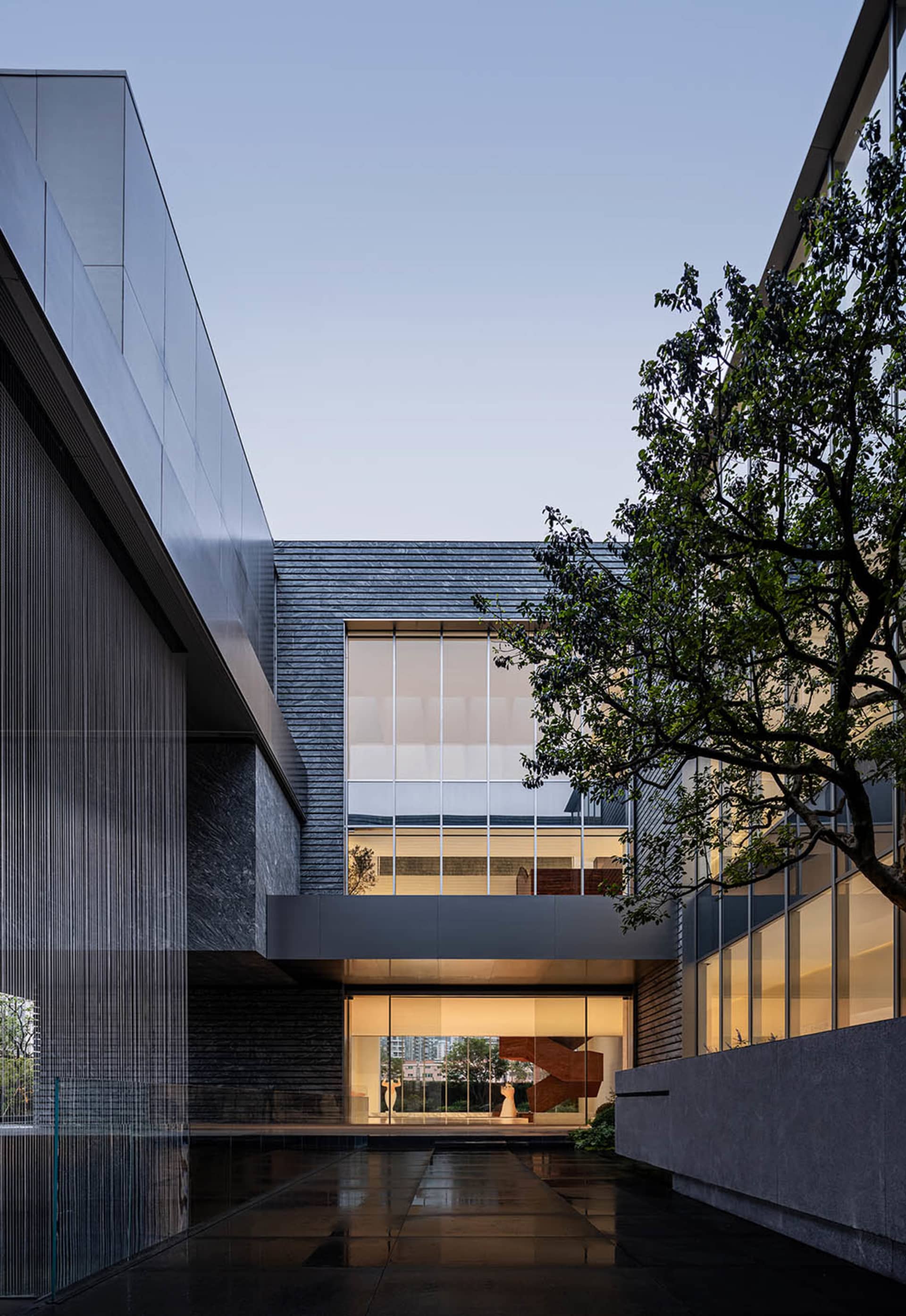 Modern building featuring glass and concrete materials