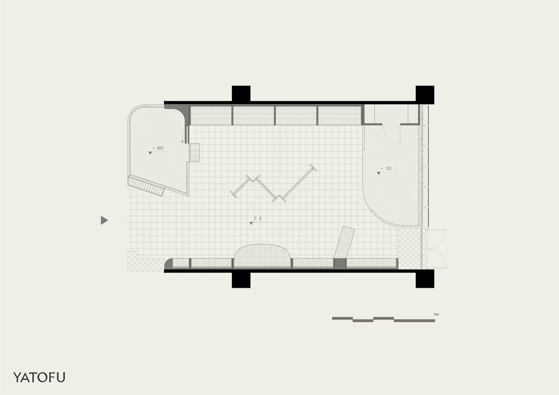 一張現代室內空間的詳細建築圖面。