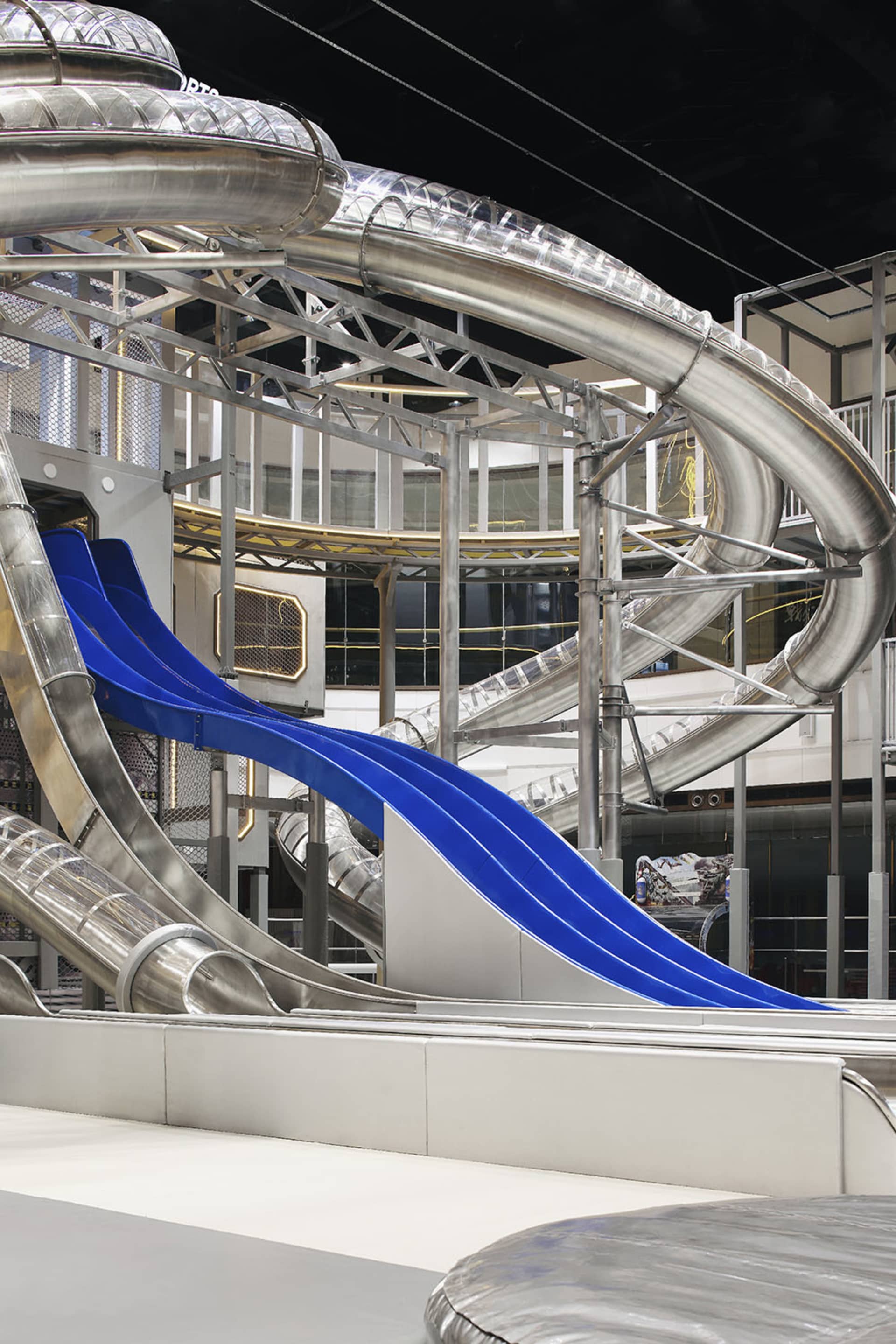 Metal slides in an amusement park