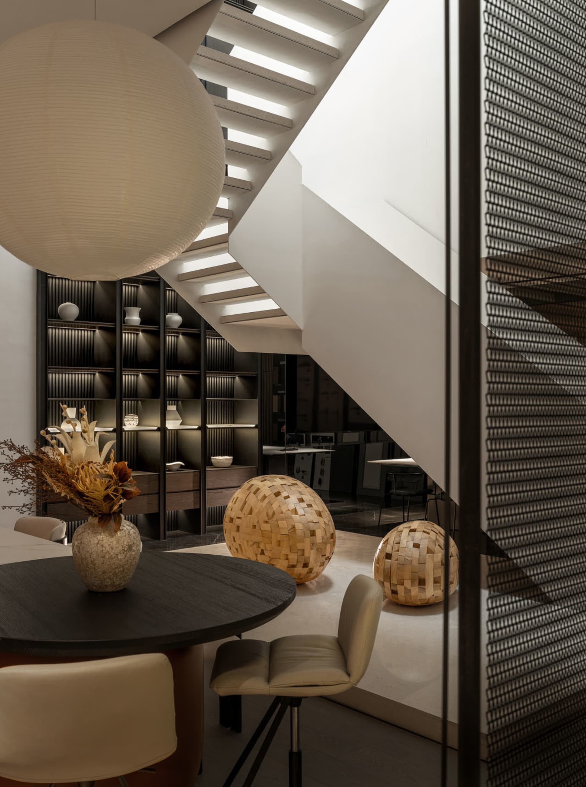A modern living room with contemporary furniture and minimalist decor.