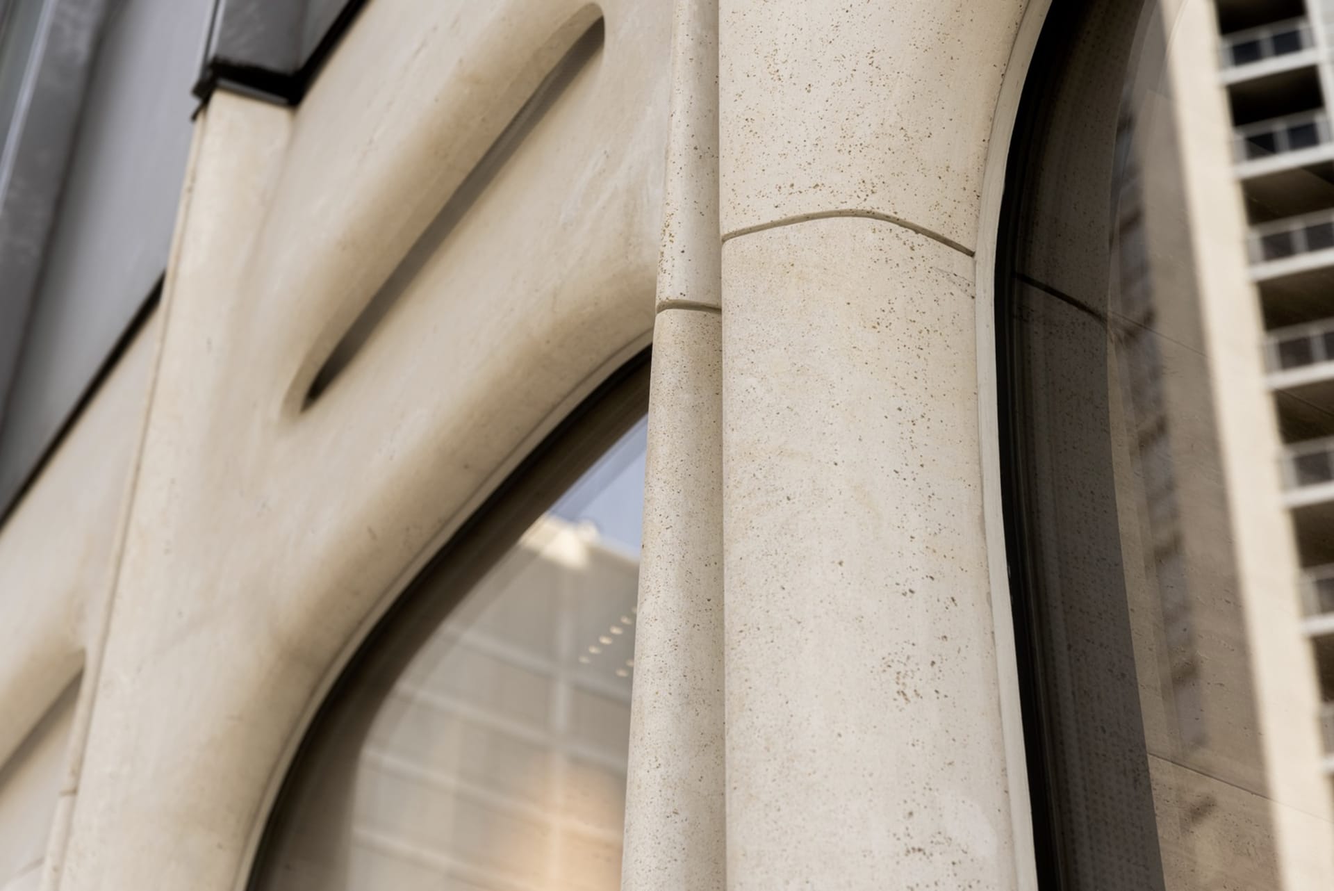 A close-up view of a stone doorway arch.