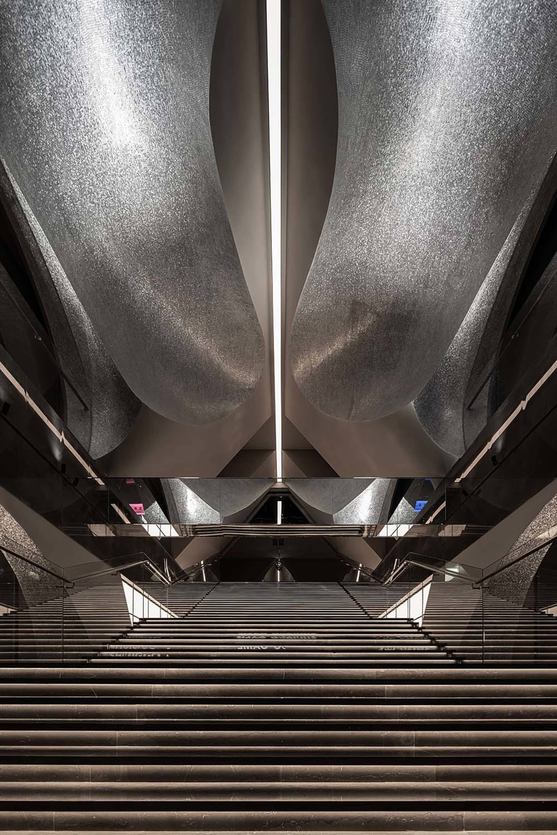 Stairs in a modern interior designed with concrete material
