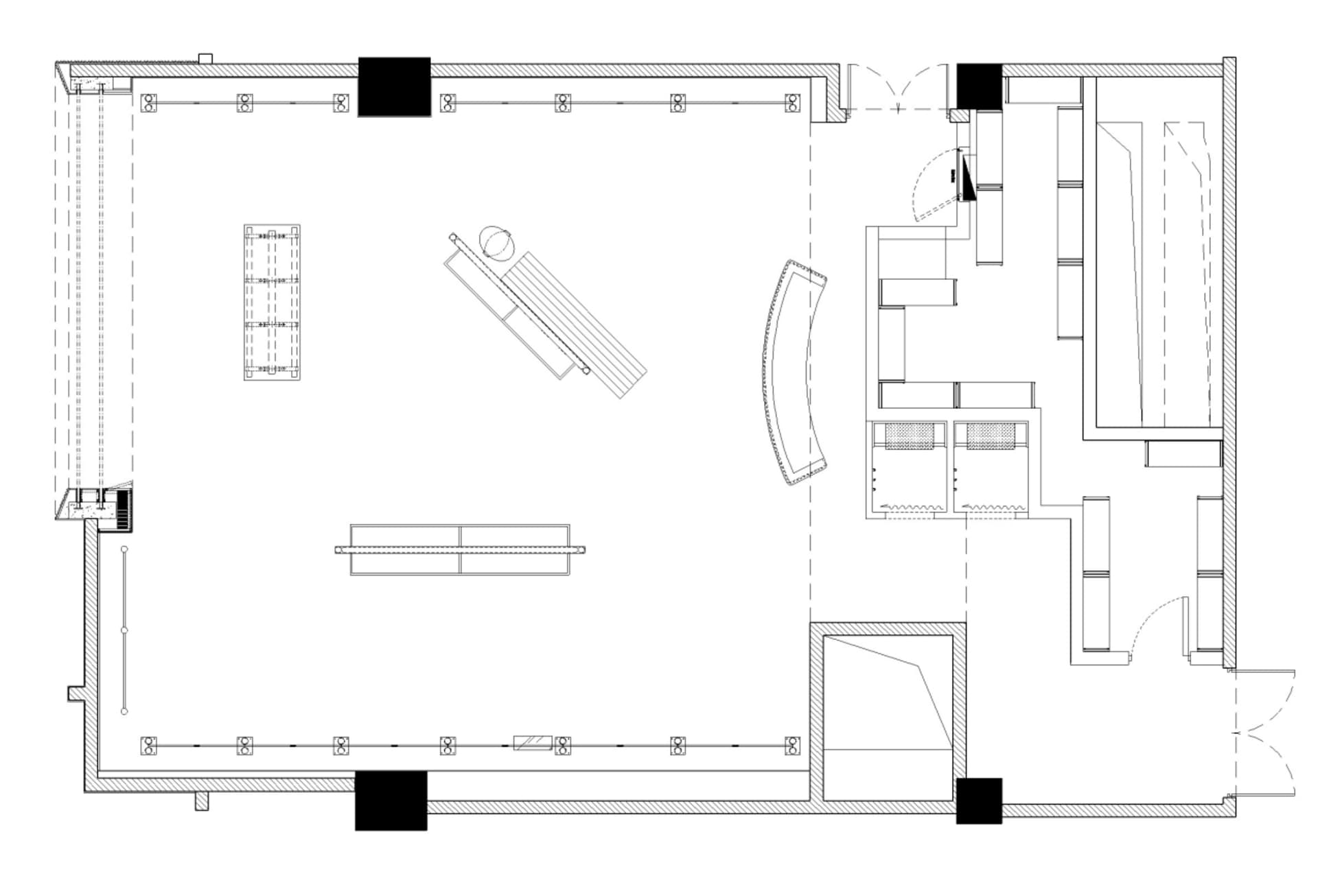 Floor plan of a modern office layout