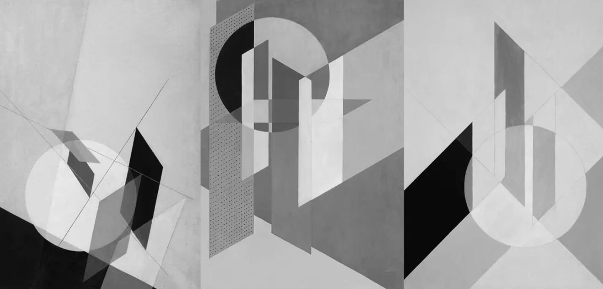 Modern geometric design elements in an interior space