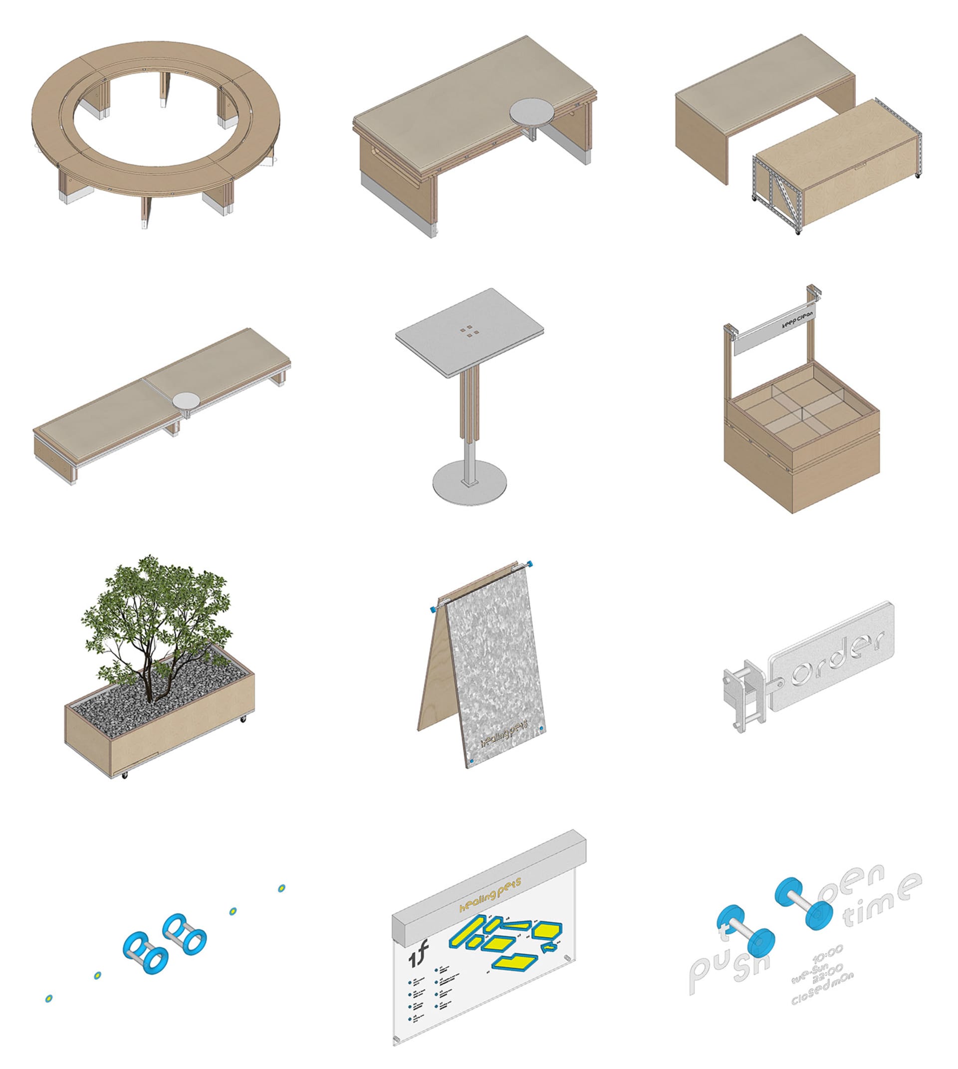 Modern furniture made of wood