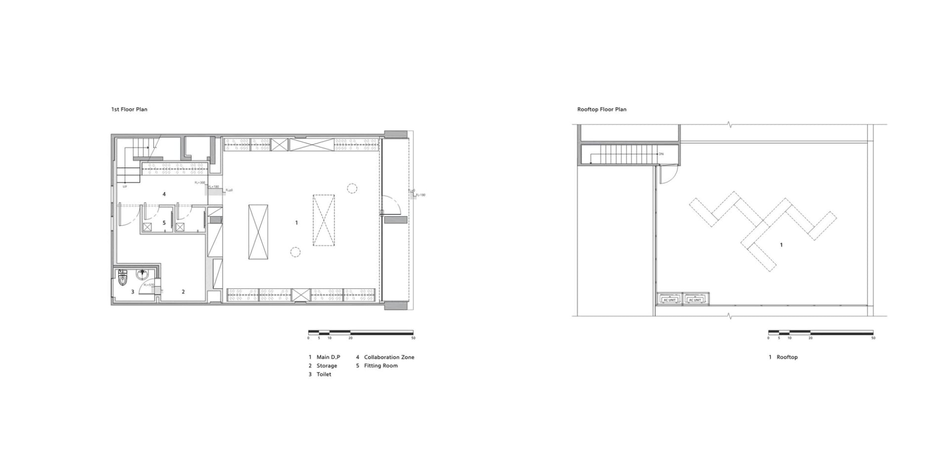 Modern office space with concrete floor and minimalist design.