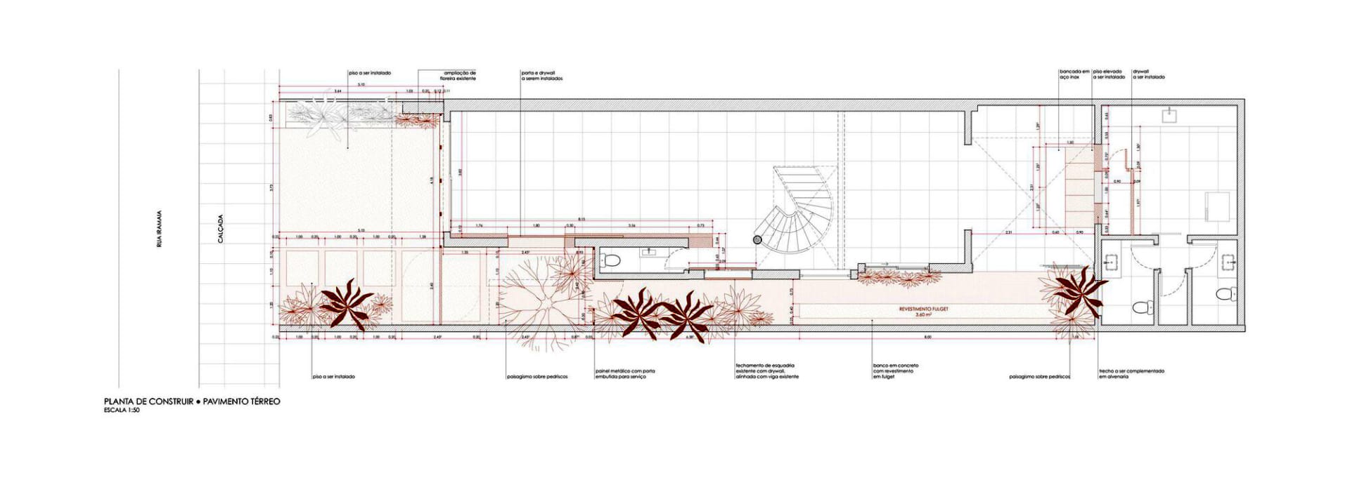 A detailed 2D architectural drawing showing the layout and design of a modern architectural floor plan.