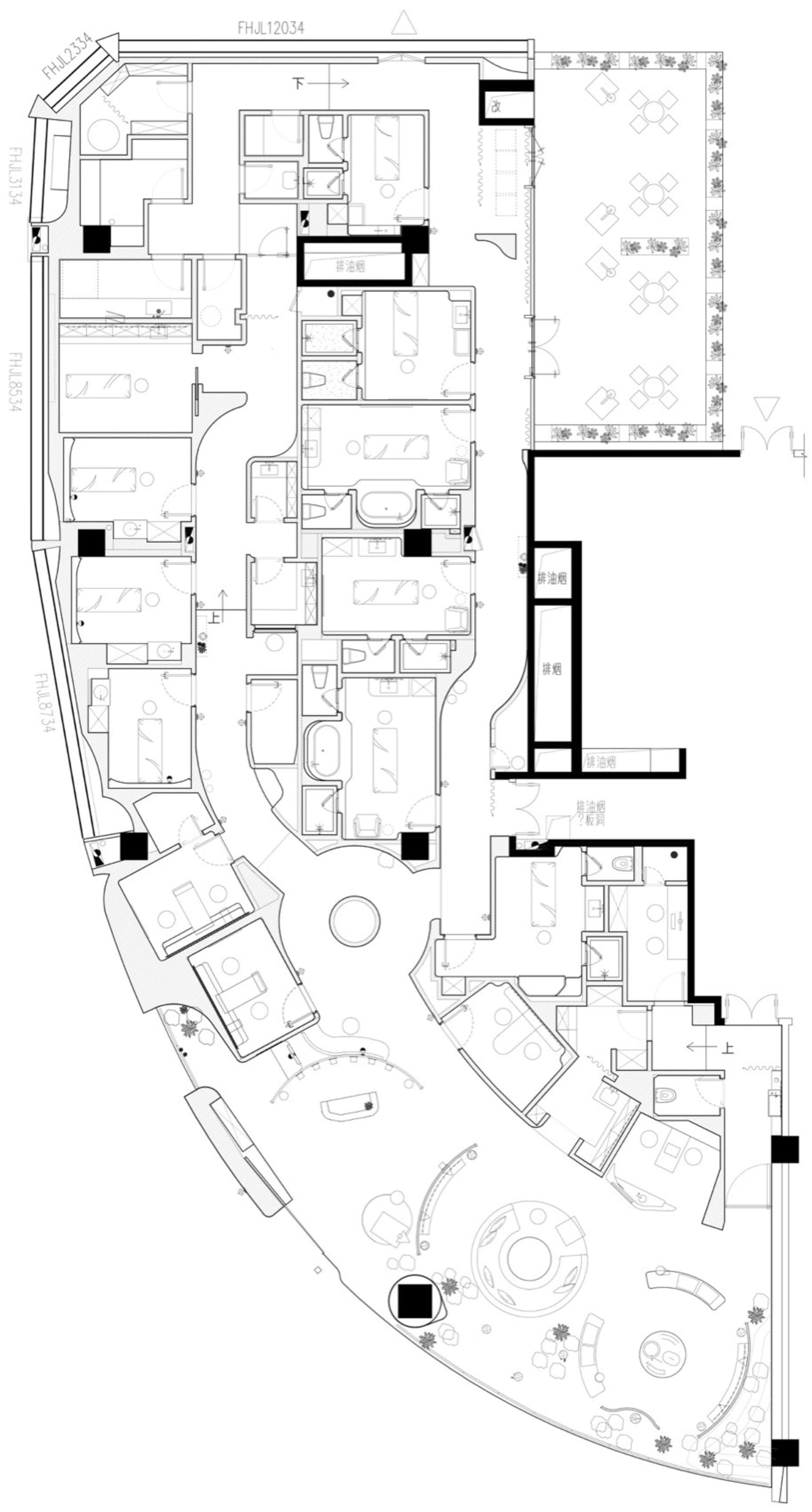 住宅公寓平面圖，白色牆面與各個房間標示。