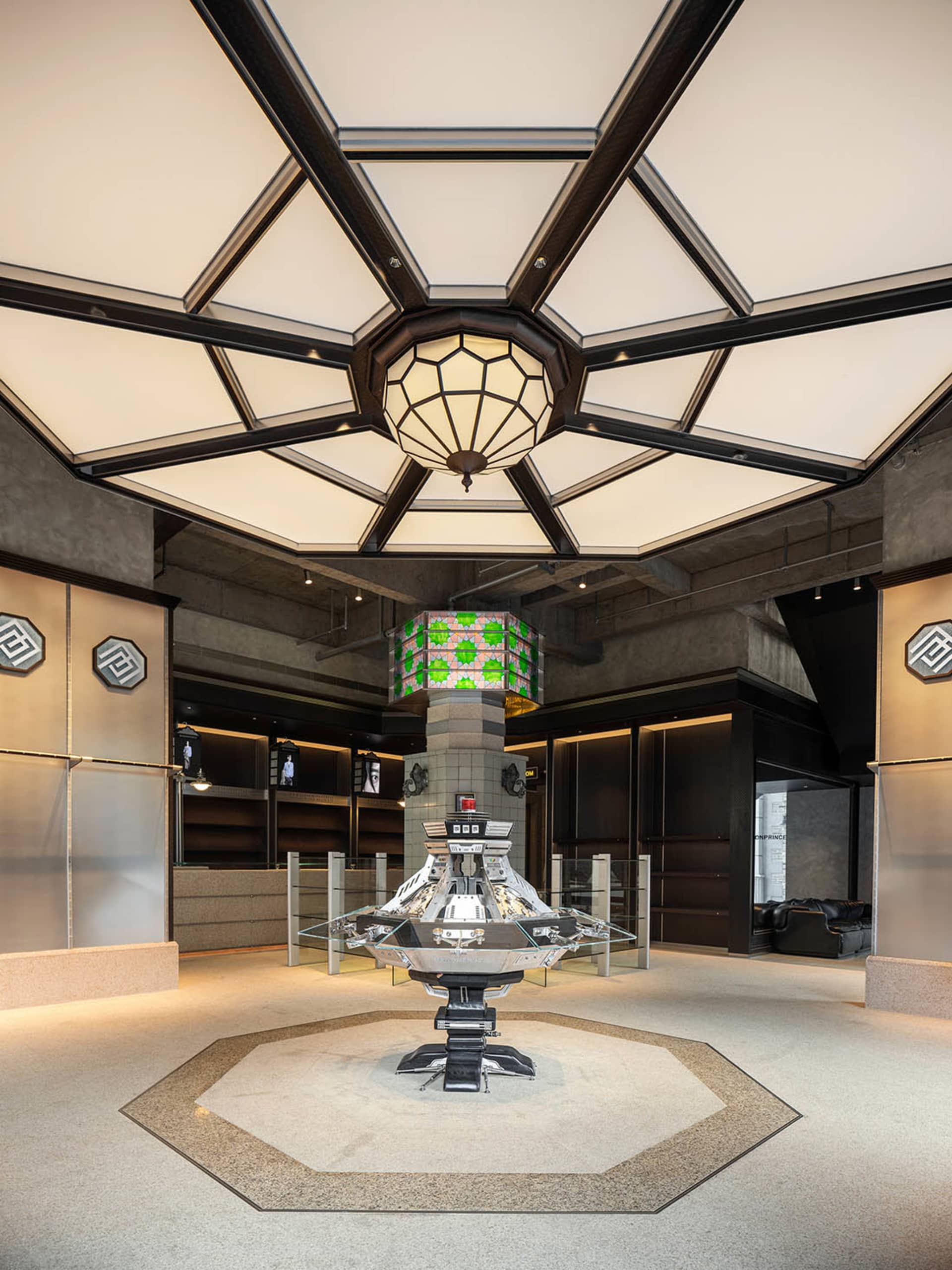 An urban apartment designed in a modern style with metallic accents.