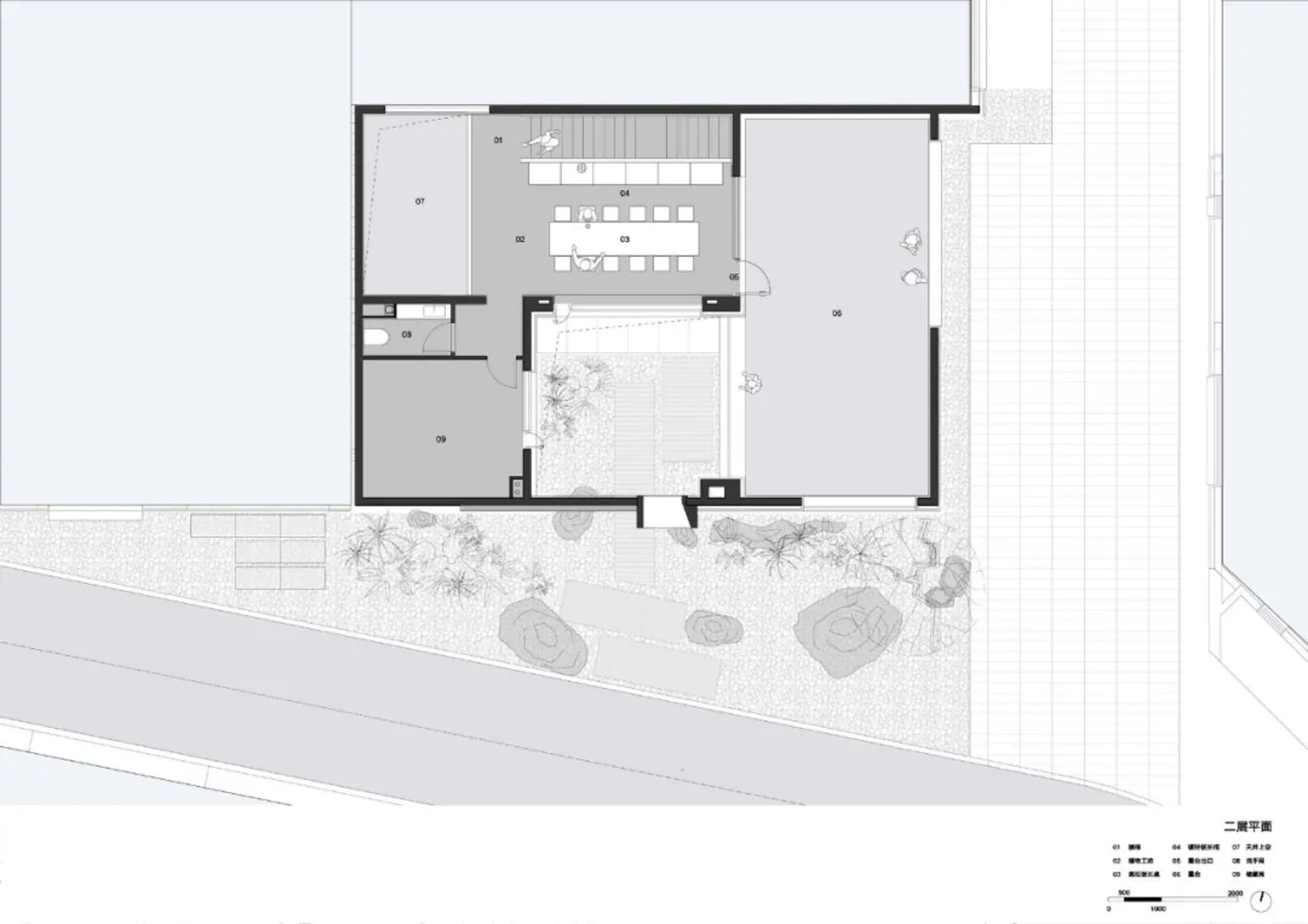 Modern residential interior design floor plan with contemporary architectural style and functional spaces.