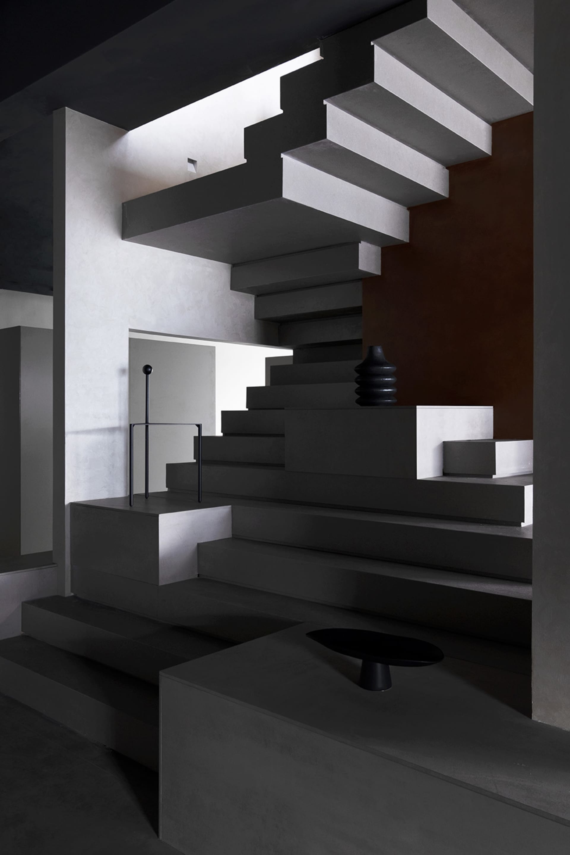 Modern concrete staircase with minimalist design.