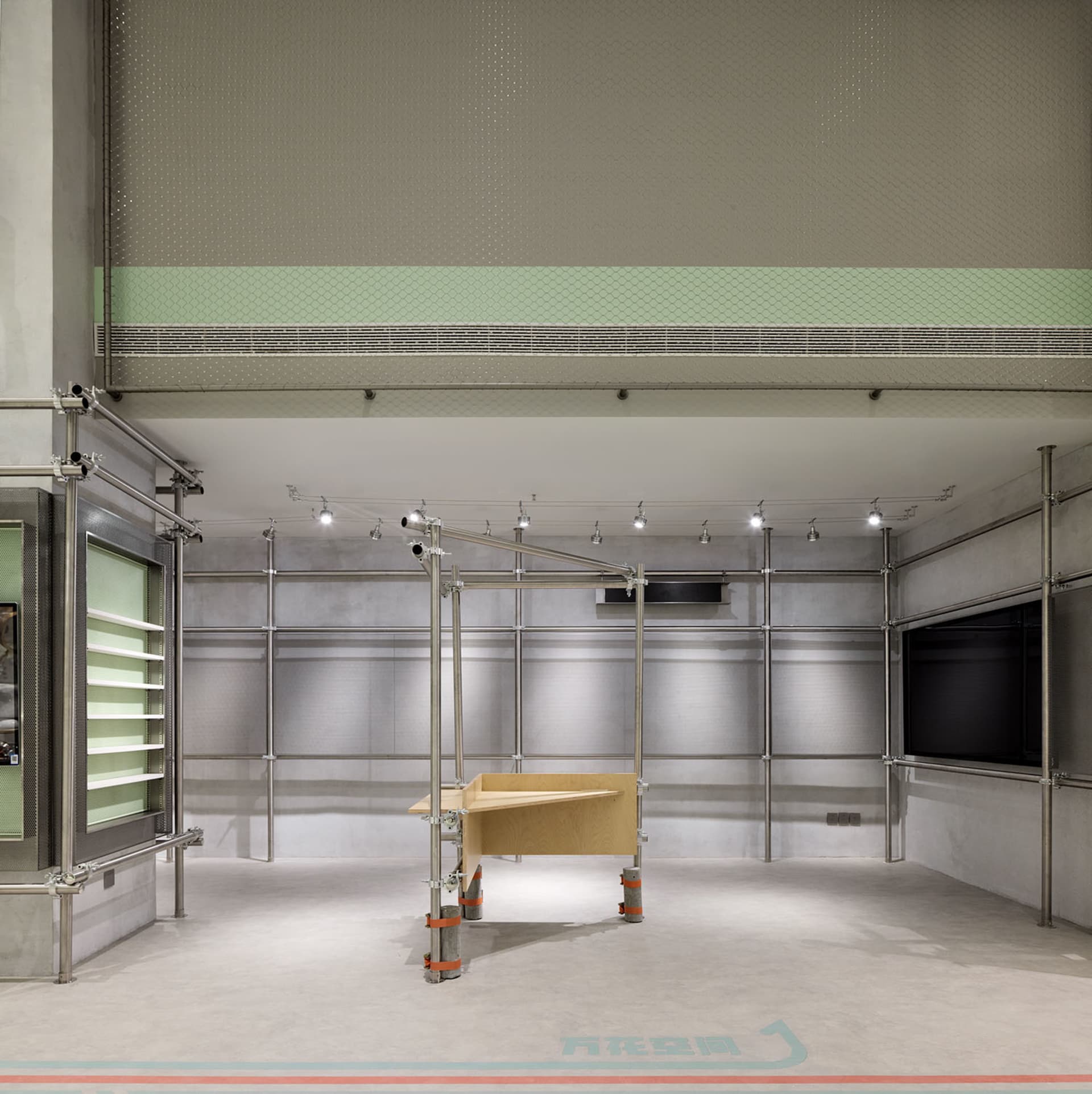Modern retail space featuring concrete and metal construction