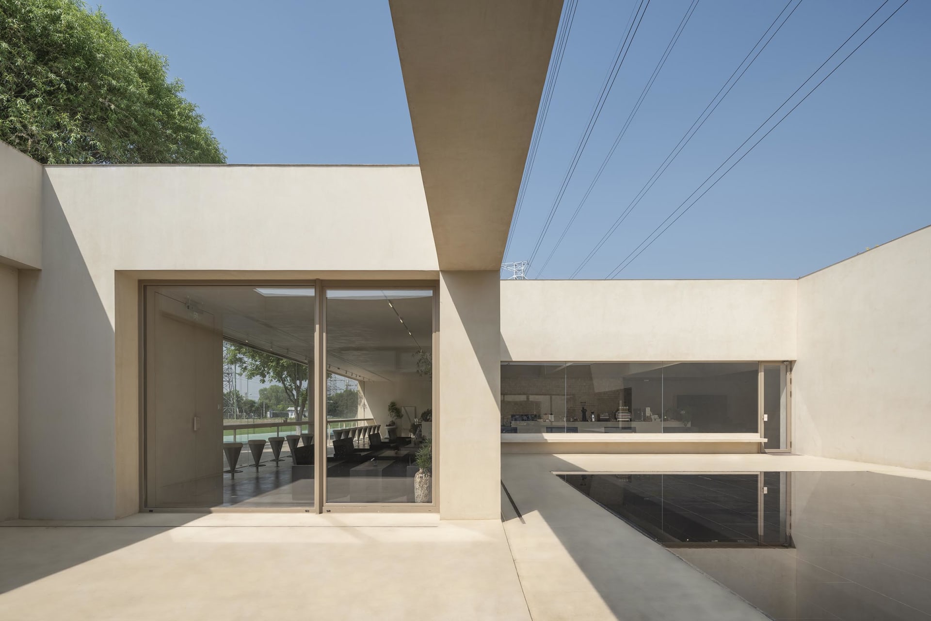 Modern architectural space with concrete walls and flooring
