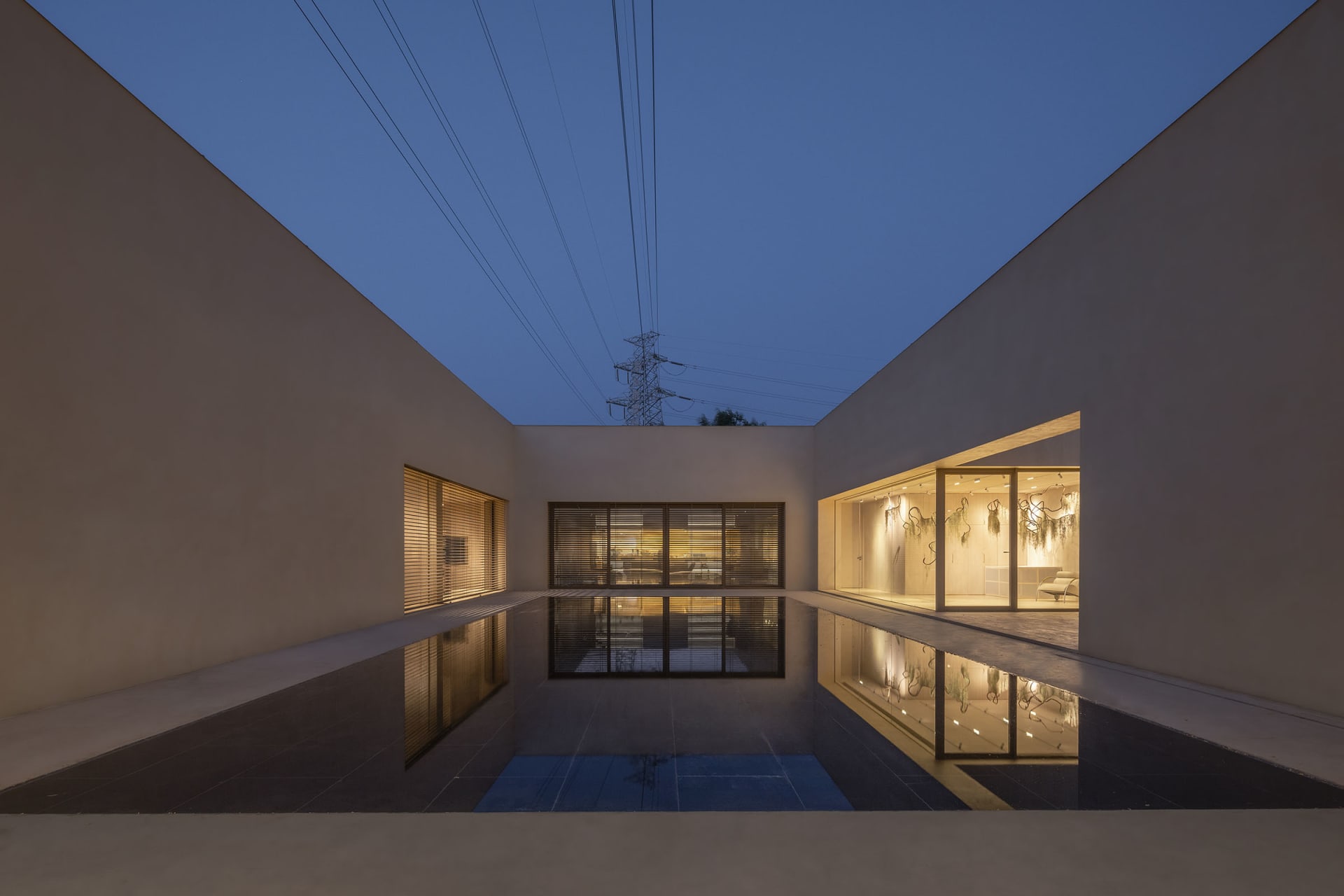 A modern concrete living space with a minimalist design.