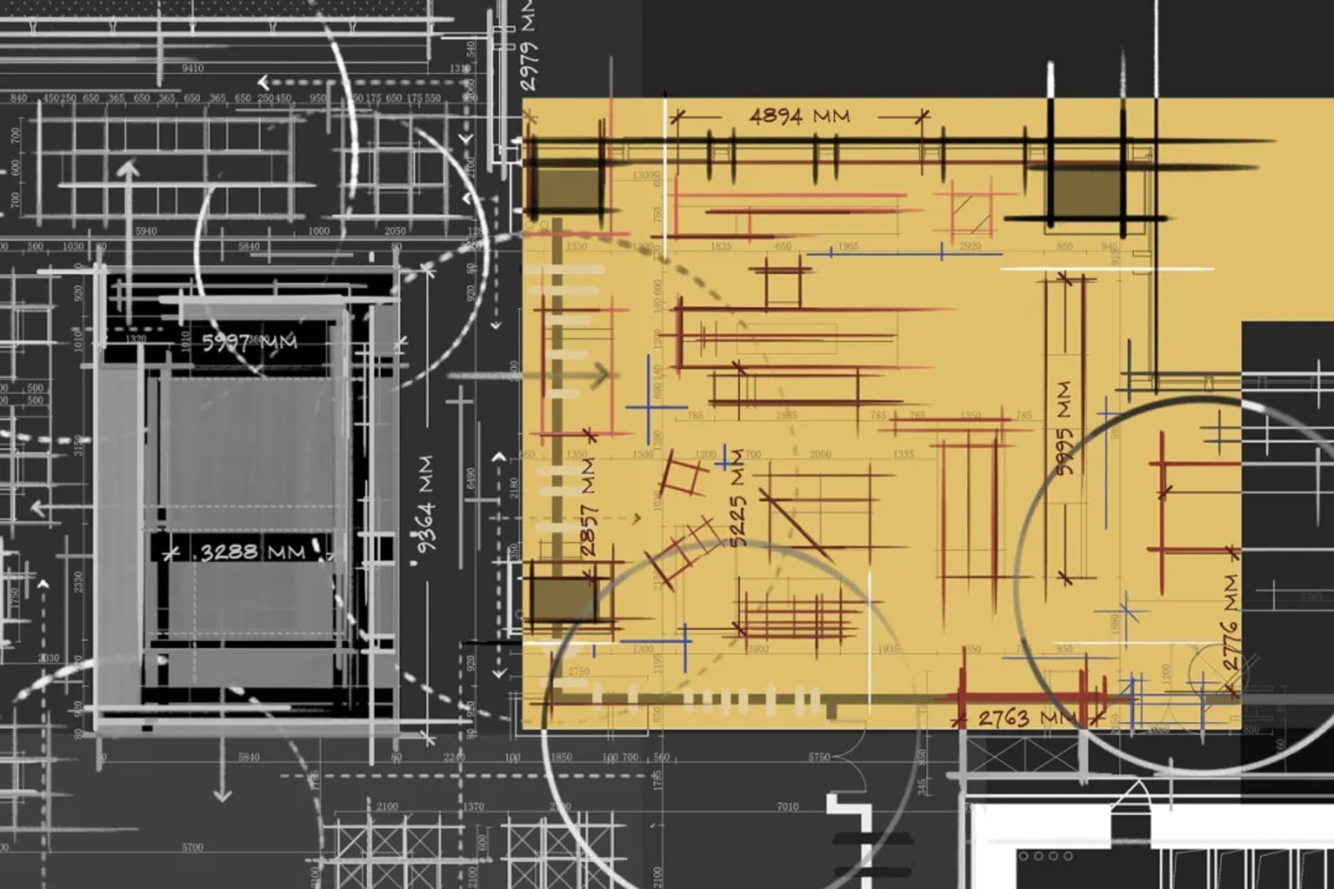 建築藍圖展示建築平面,呈現結構與配置細節。