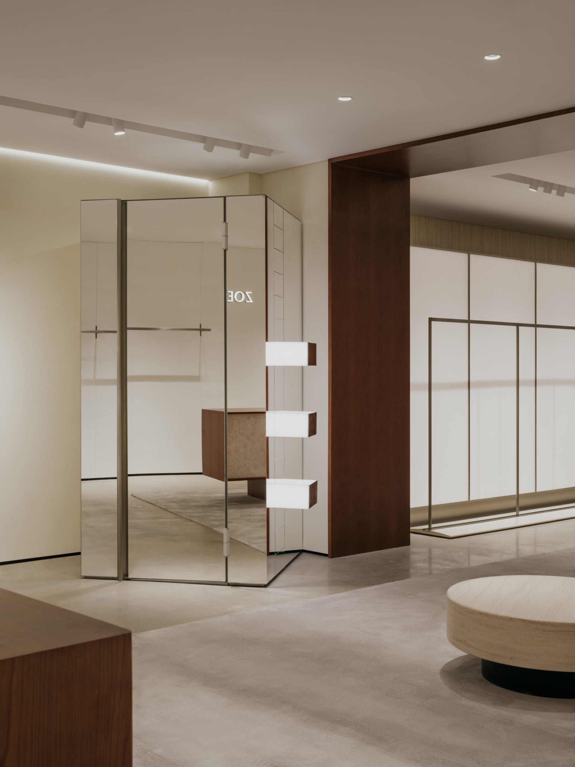 Modern storefront with glass walls and minimalist design