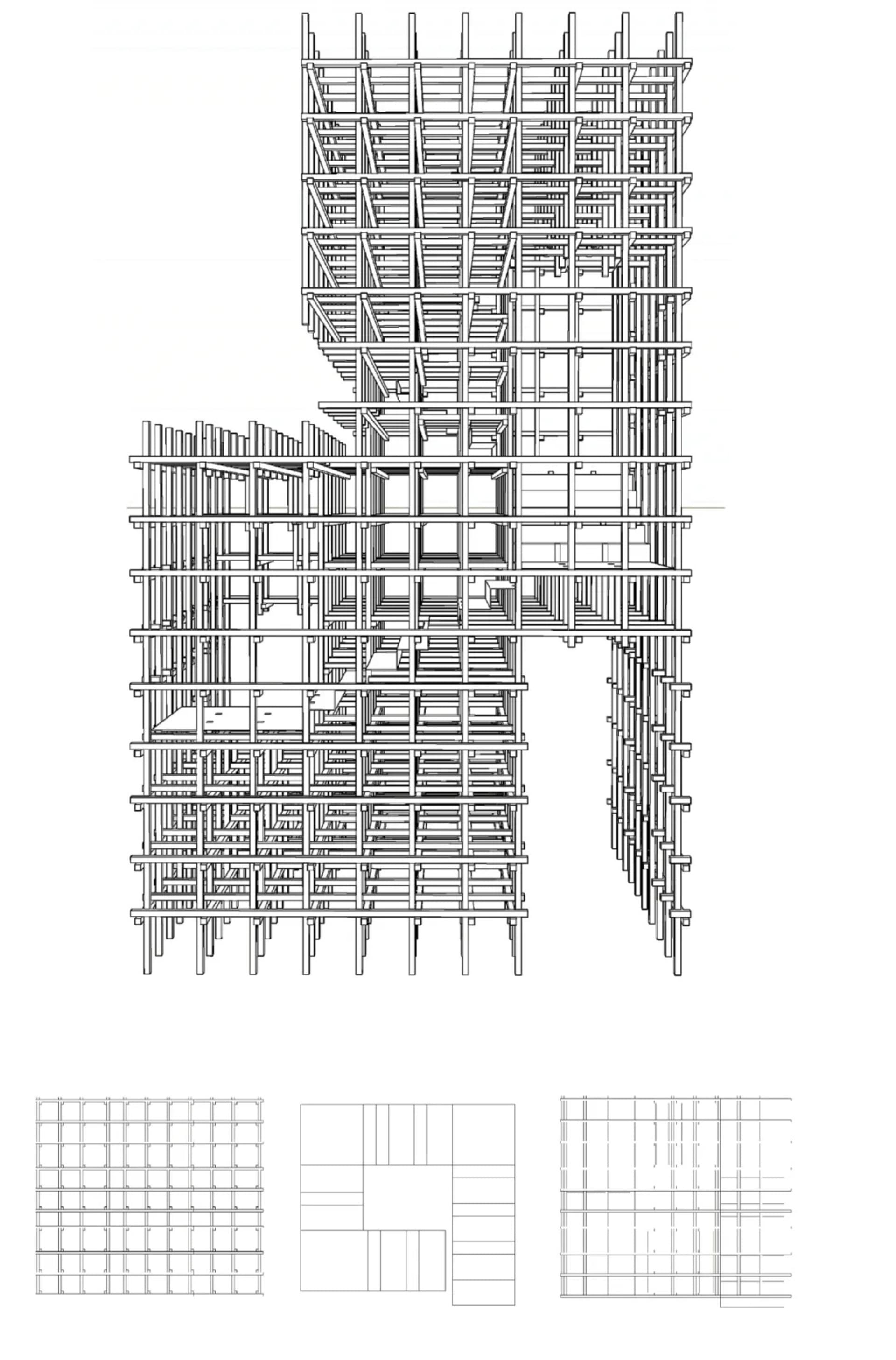 Metal framing structure of a building section