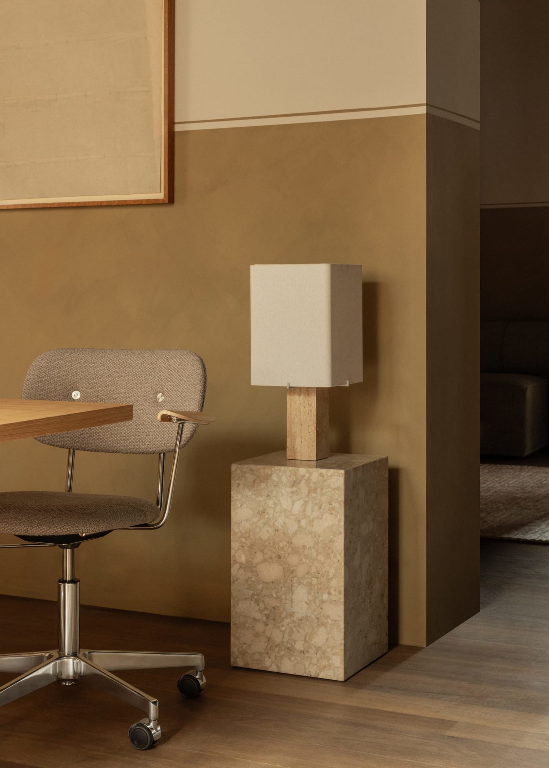 Minimalist interior design featuring marble elements for aesthetic appeal.