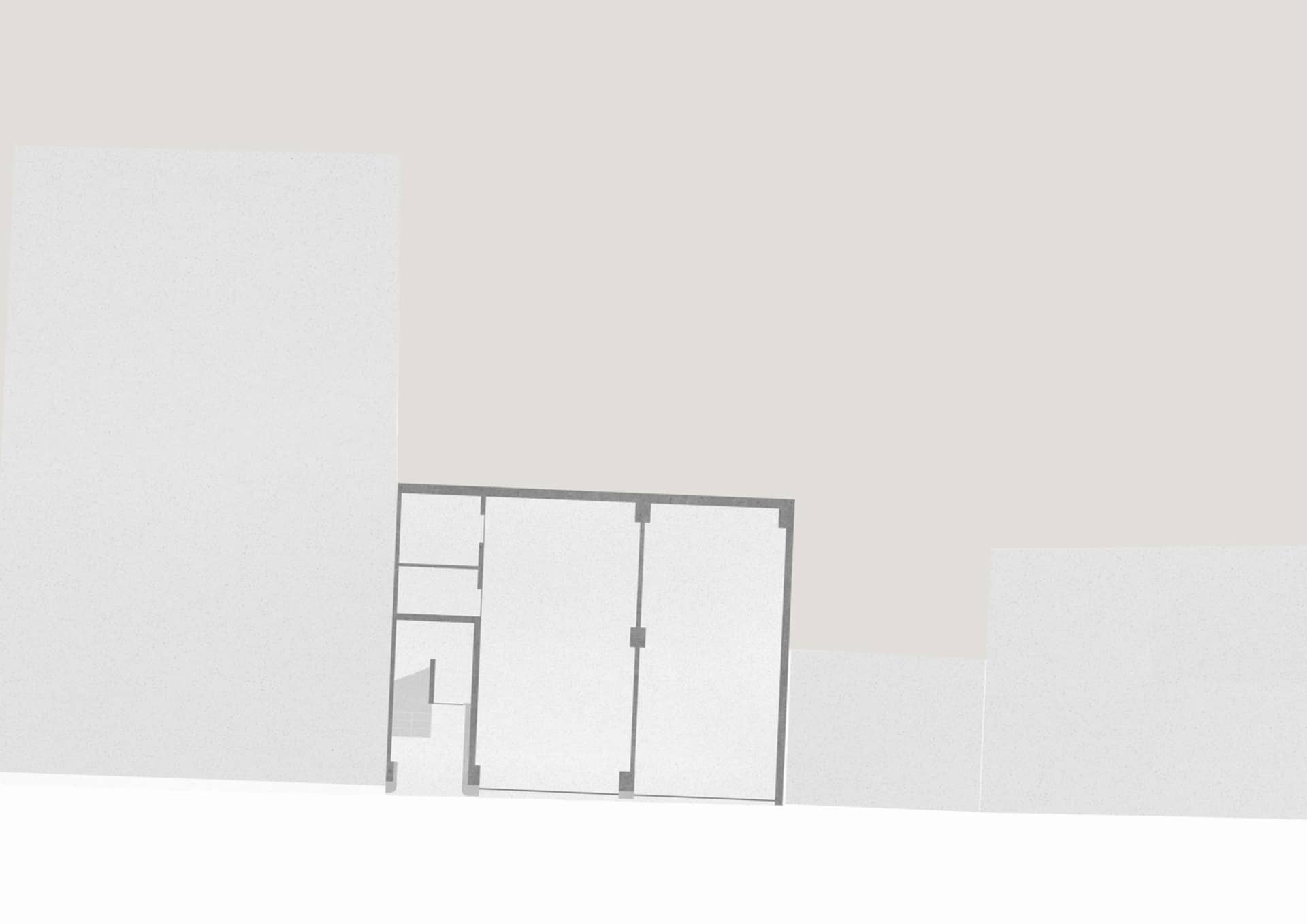 A detailed 2D technical blueprint of an architectural space.