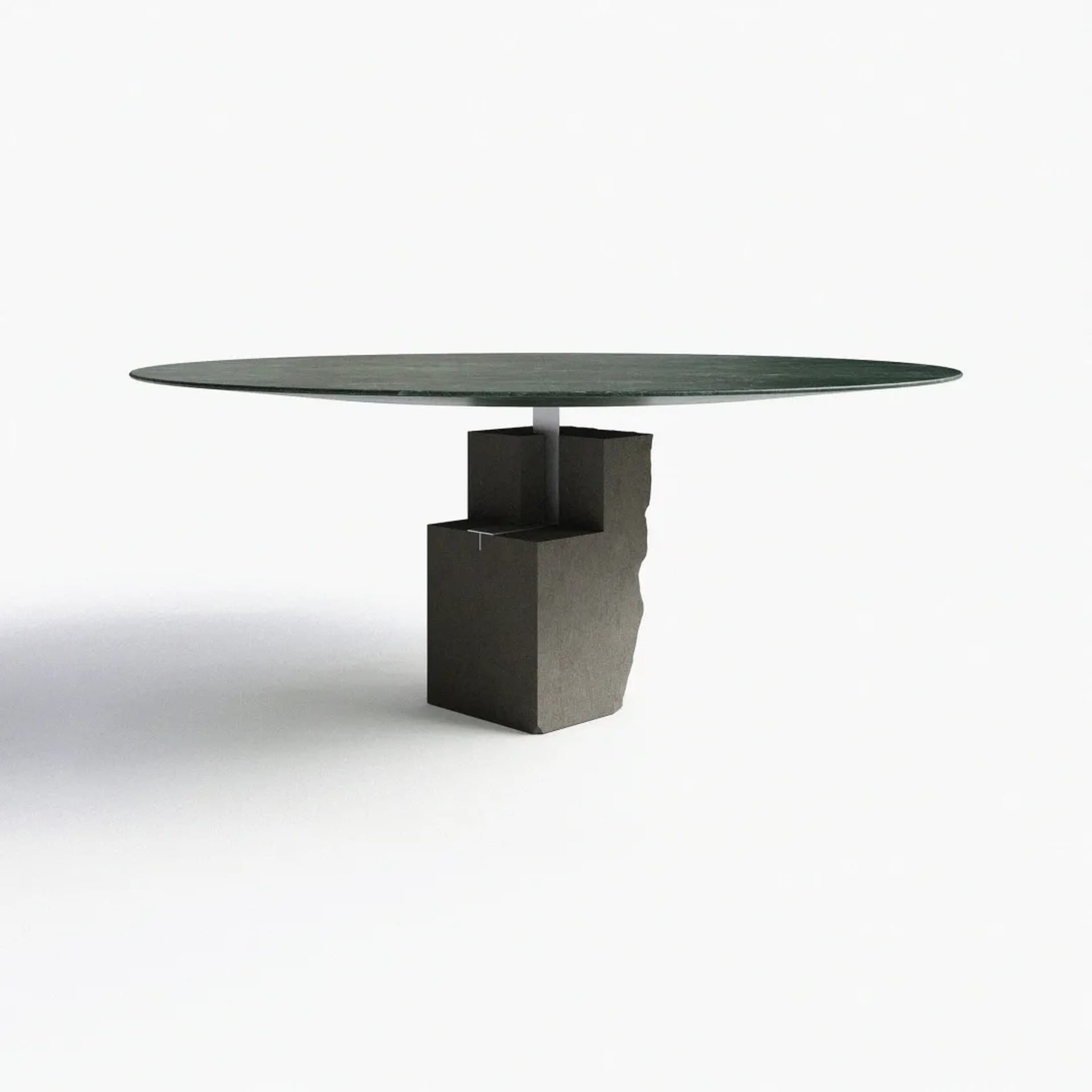 A modern metal coffee table with a geometric design and a minimalist aesthetic.
