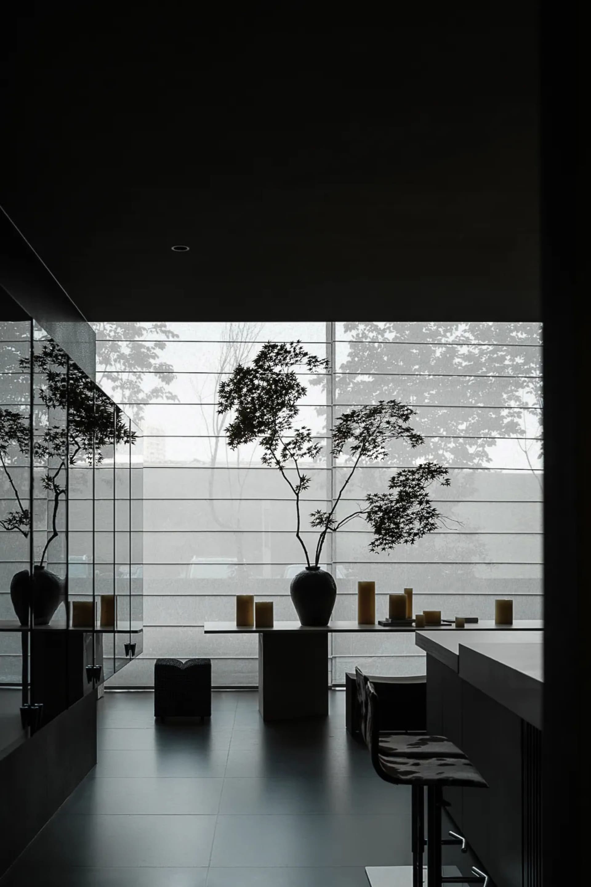 Contemporary minimalist design elements in an interior space.