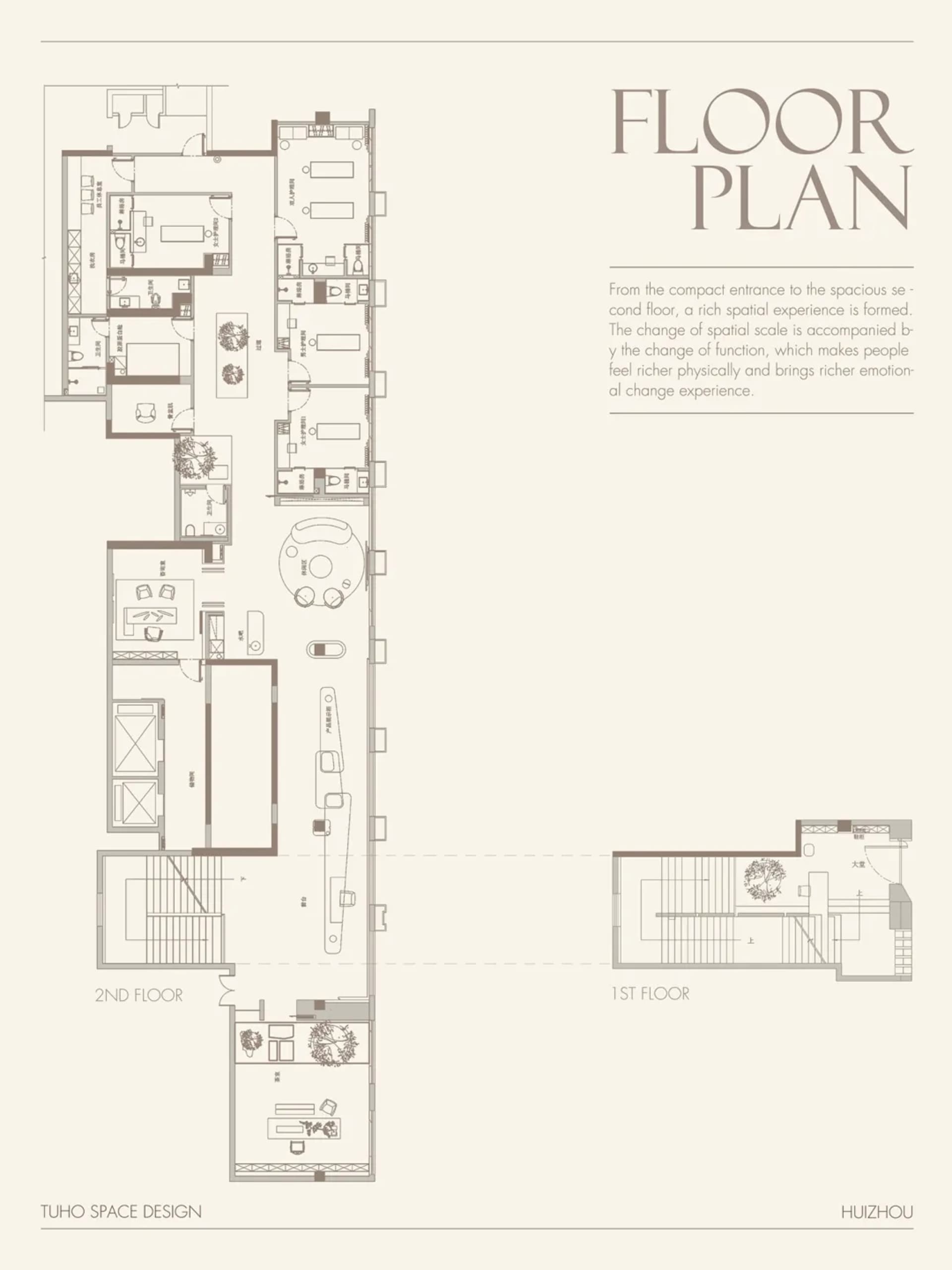 A detailed 2D architectural floor plan showcasing a modern house design featuring concrete and timber materials.