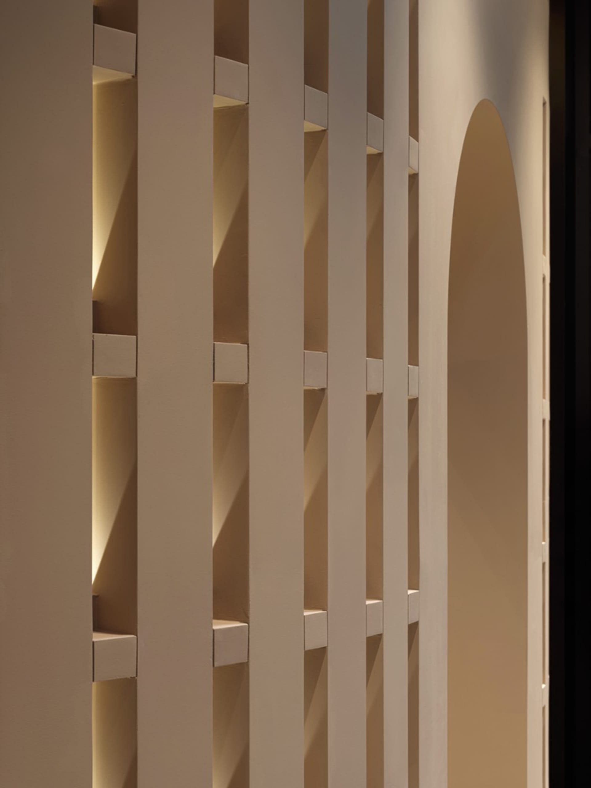 Modern interior design featuring white painted walls.
