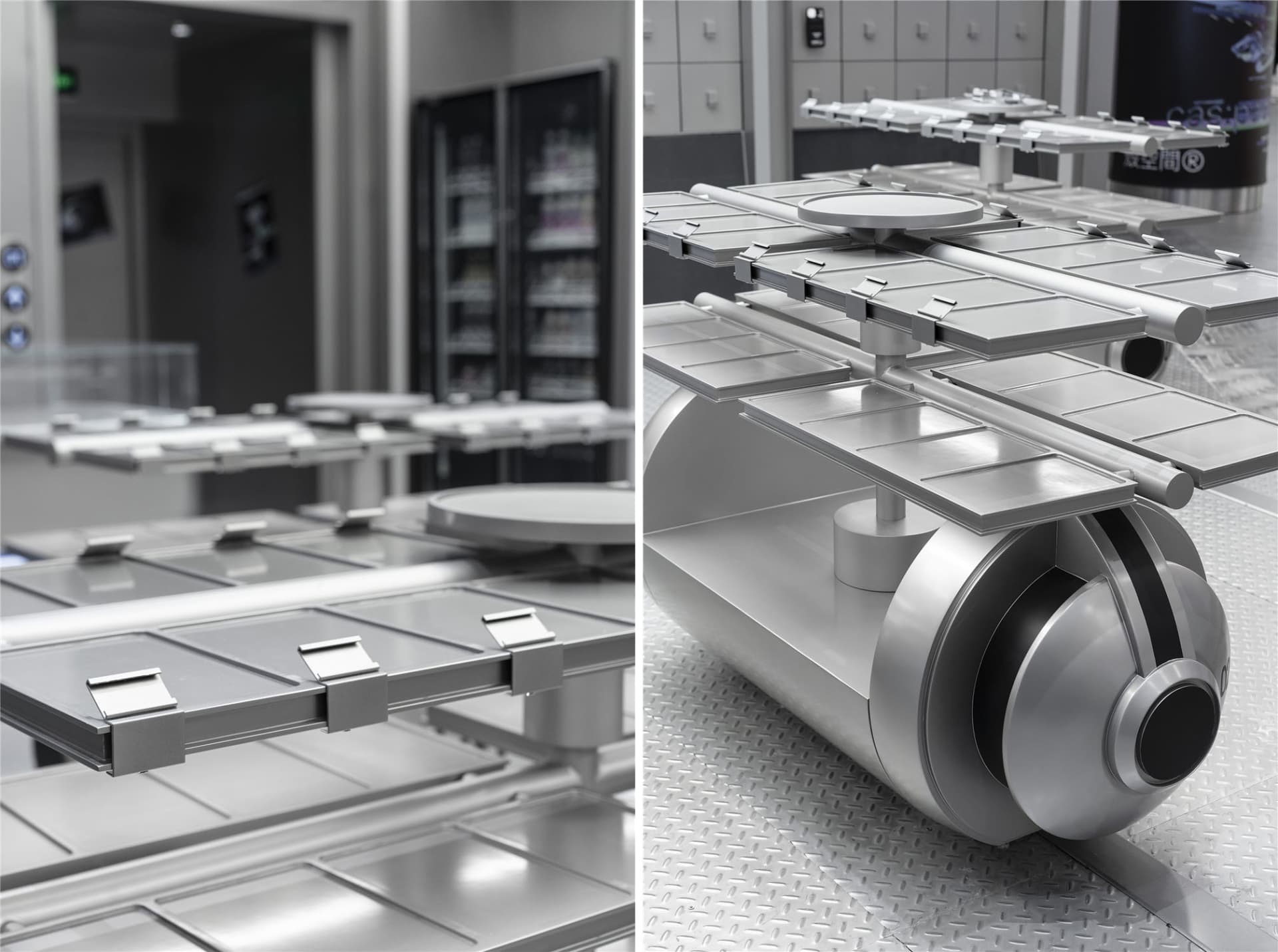 Industrial-style furniture made of metal.