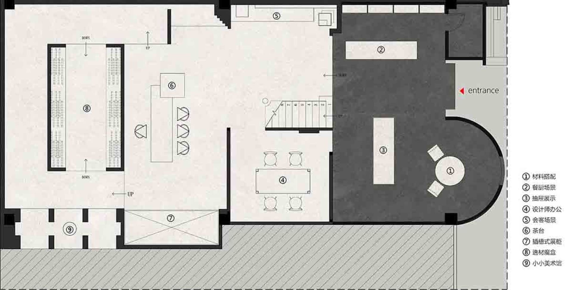 現代辦公空間的詳細2D建築圖