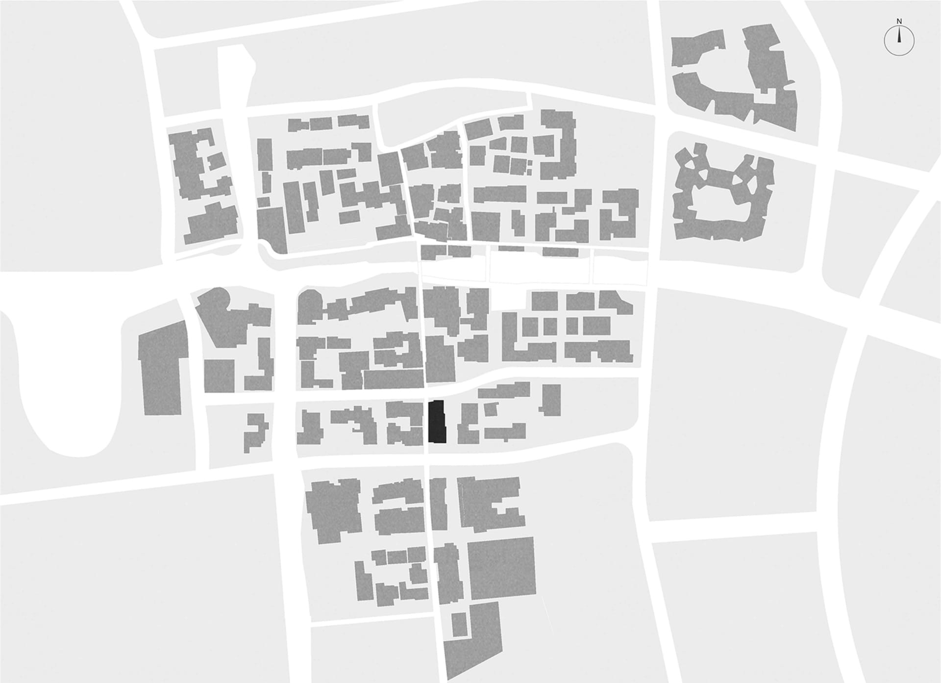都市街區與建築的示意配置圖。