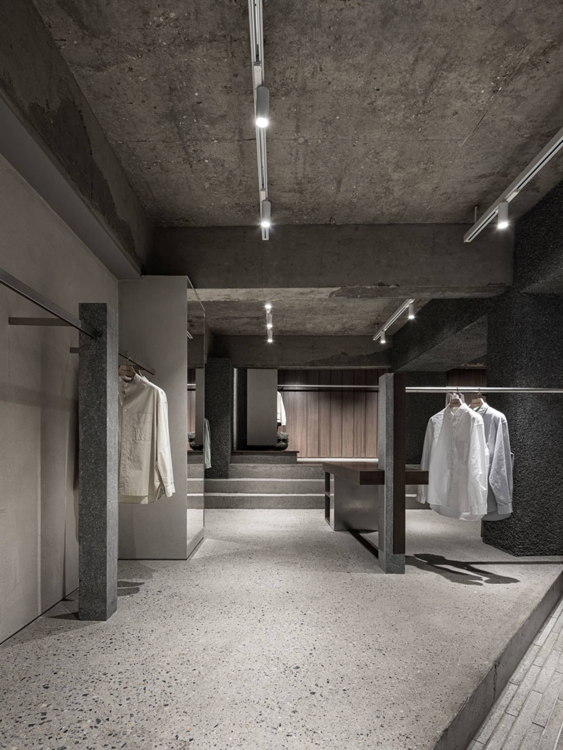 Industrial retail store with concrete walls and floors